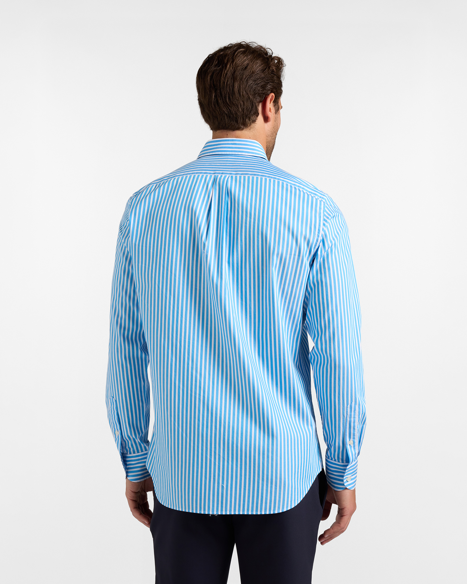 Camicia Uomo in twill con riga raso Regular Fit Turchese, AZZURRO, large