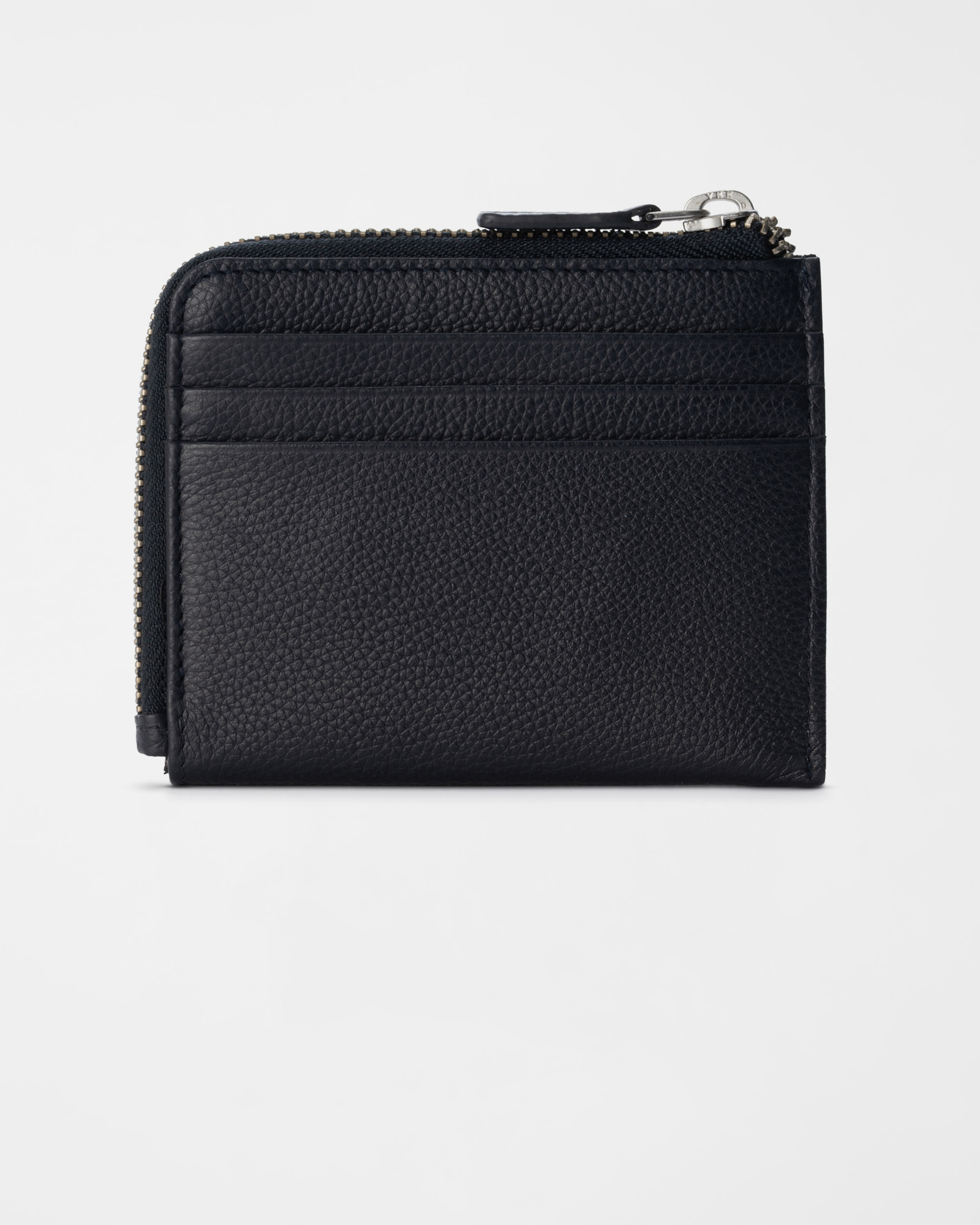 Men&rsquo;s Card Holder with Zip Pocket in Genuine Leather, NAVY BLUE, large