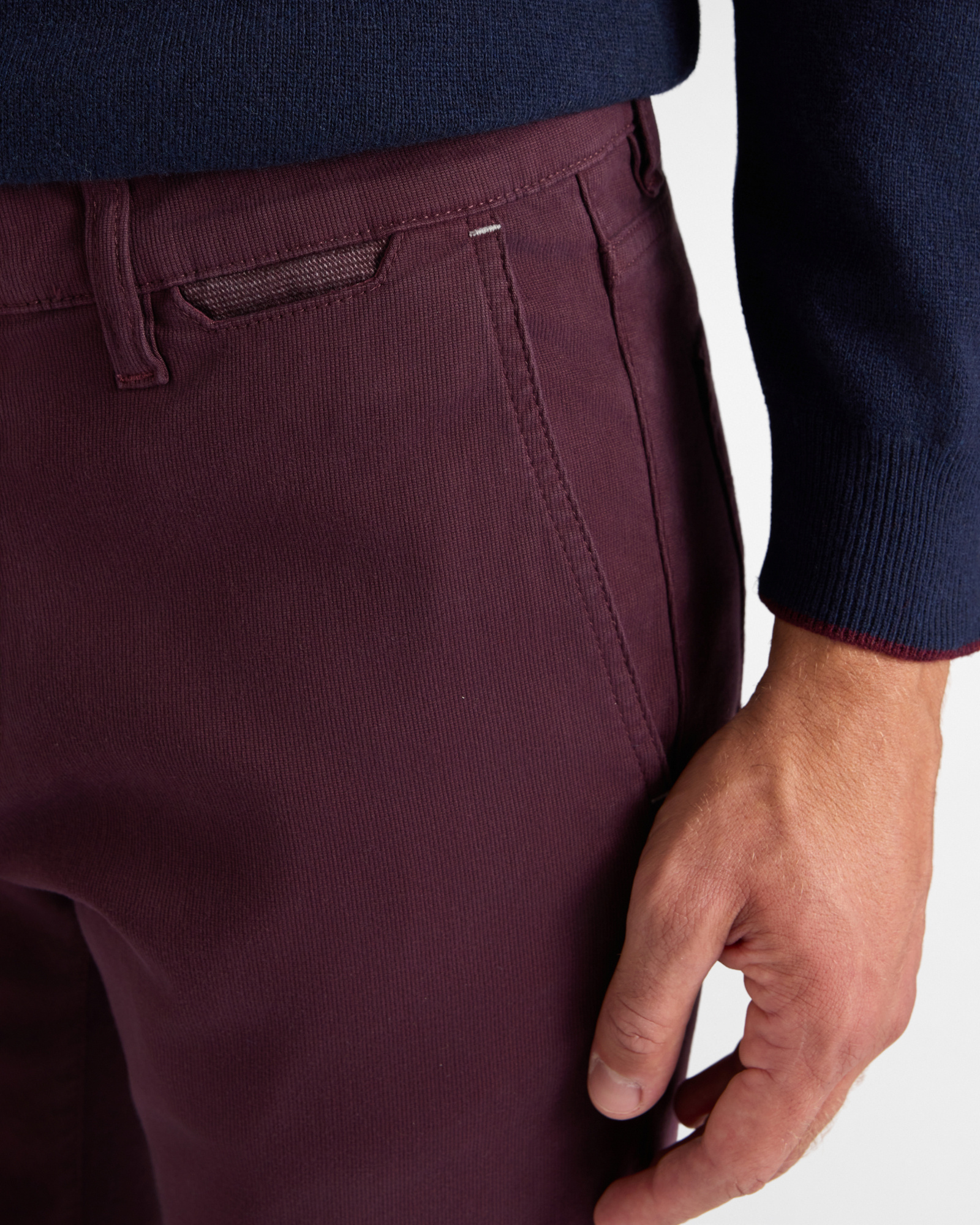 Pantal&oacute;n para hombre de 5 bolsillos en algod&oacute;n el&aacute;stico  Narrow Fit Made in Italy, MORADO OSCURO, large