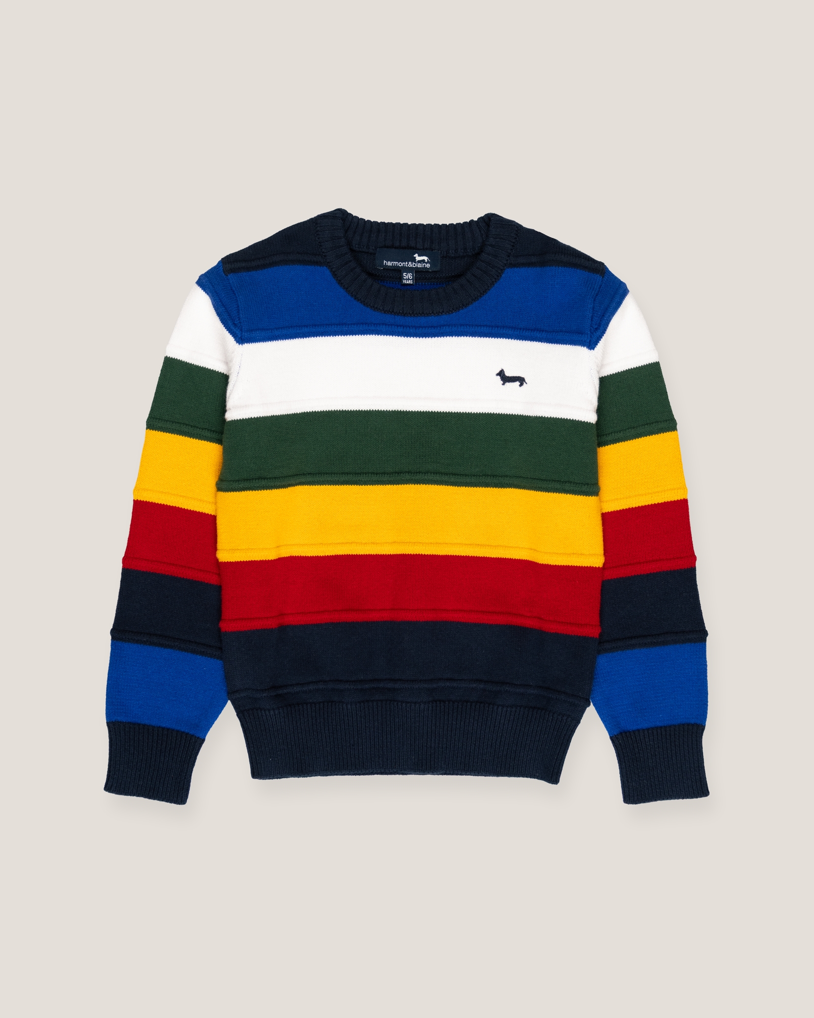 Jersey de cuello redondo a rayas multicolores