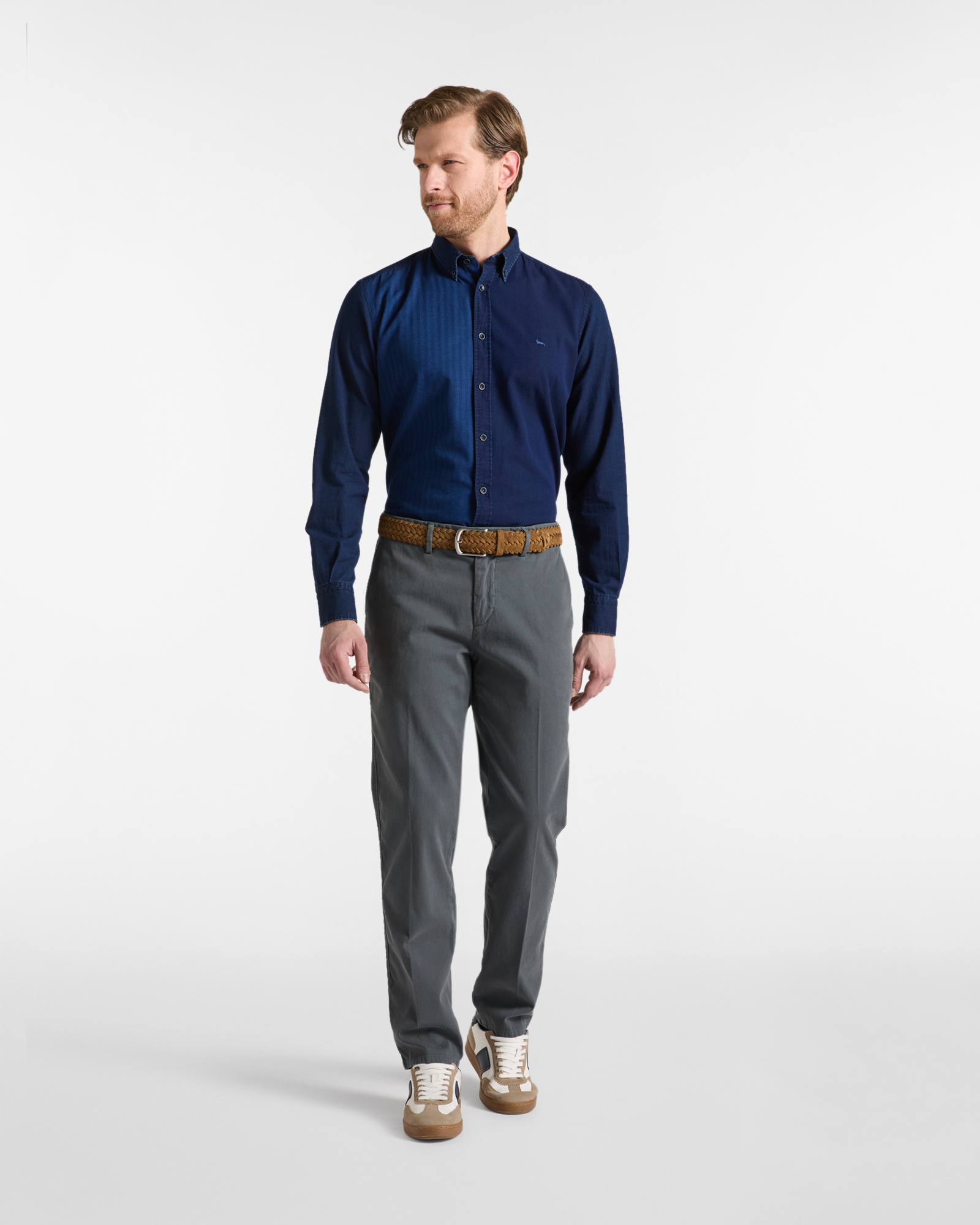 Pantalone Chino Uomo in cotone stretch Regular Fit, GRIGIO, large