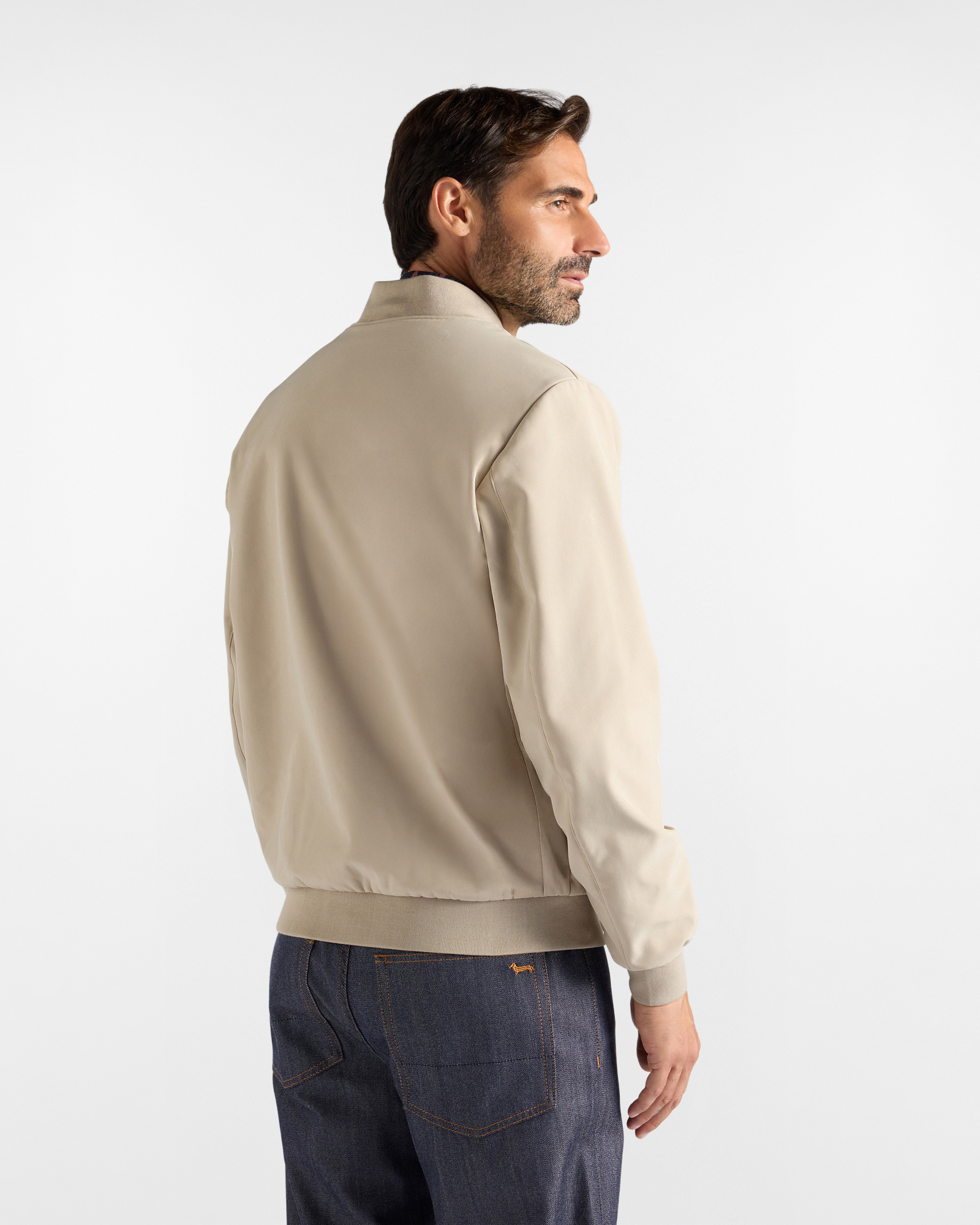 Giubbino da uomo in softshell con finiture a costine, BEIGE, large