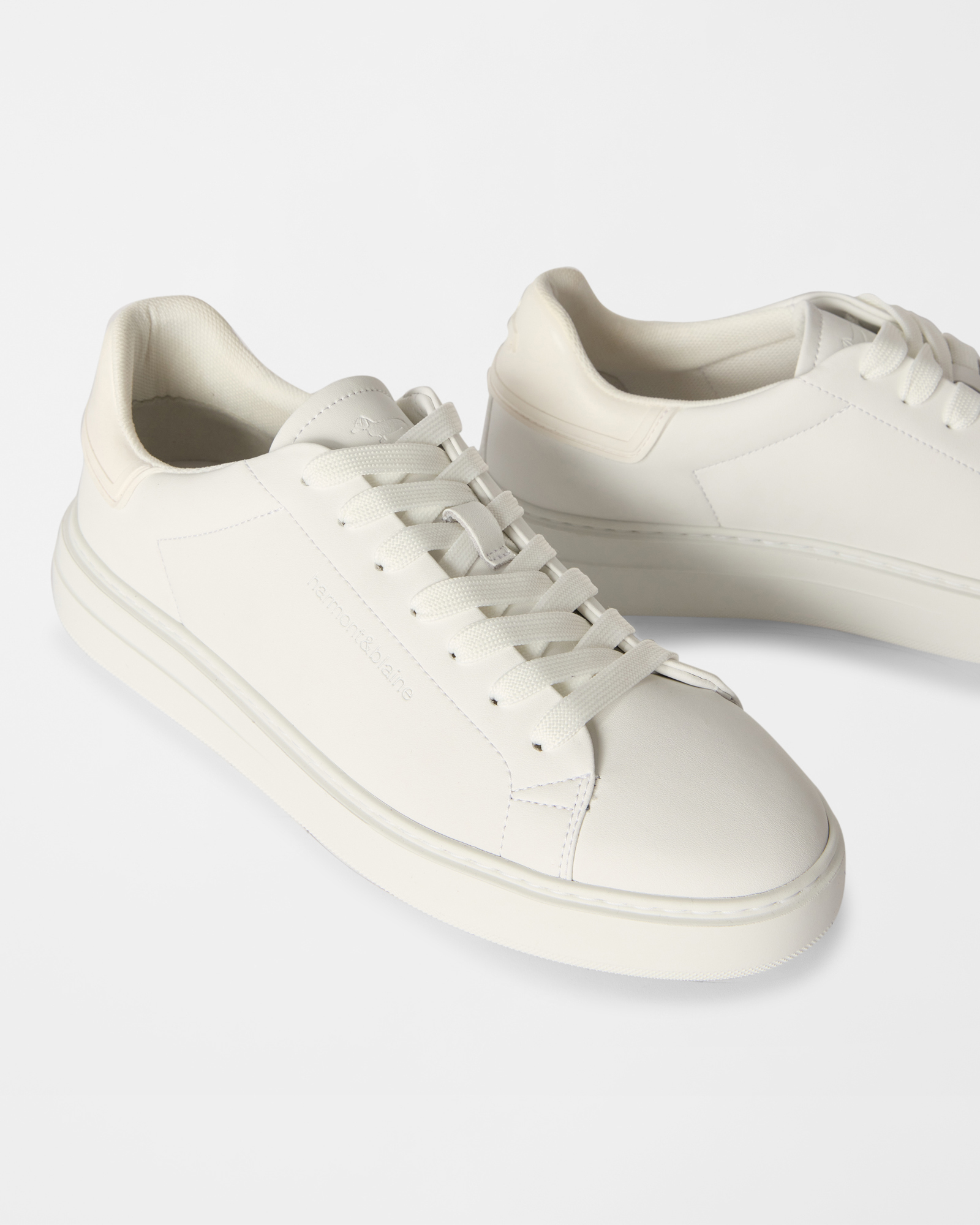 Men's smooth leather sneakers, WHITE - WHITE, large
