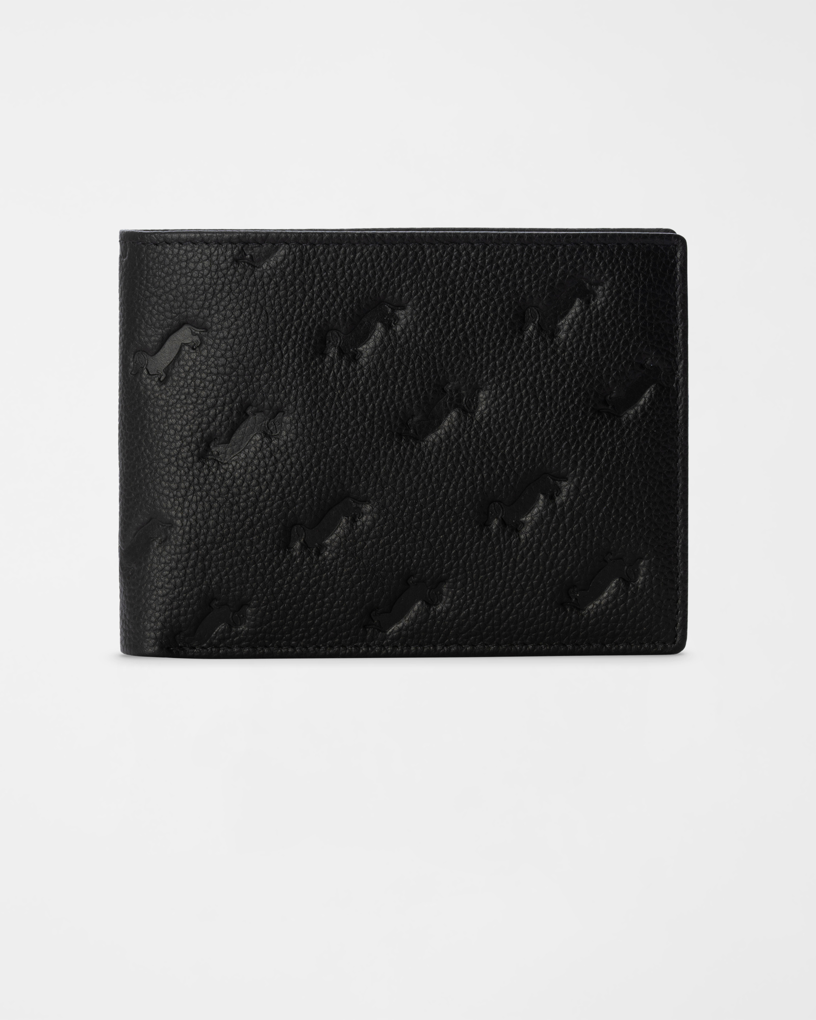 Men&rsquo;s Genuine Leather Wallet with All-Over Black Dachshund Design