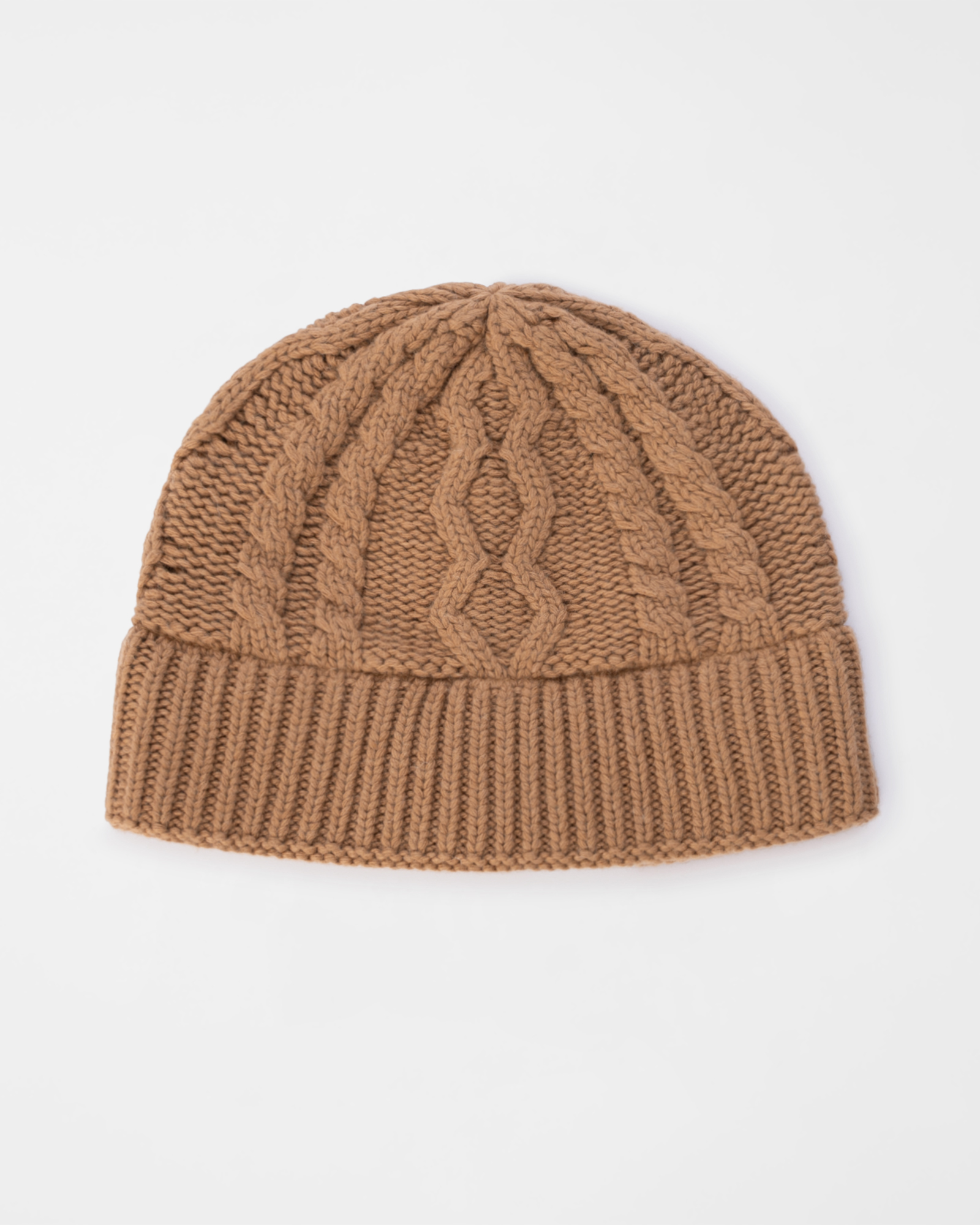 Men&rsquo;s Aran Cable-Knit Beanie in Sand-Coloured Wool Blend &ndash; Re-Loved Capsule Collection &ndash; Made in Italy