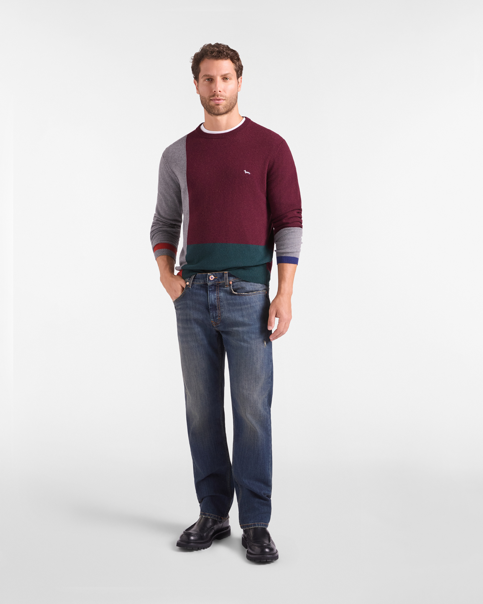 Jersey Hombre en mezcla de lana y cachemir Regular Fit, MORADO OSCURO, large