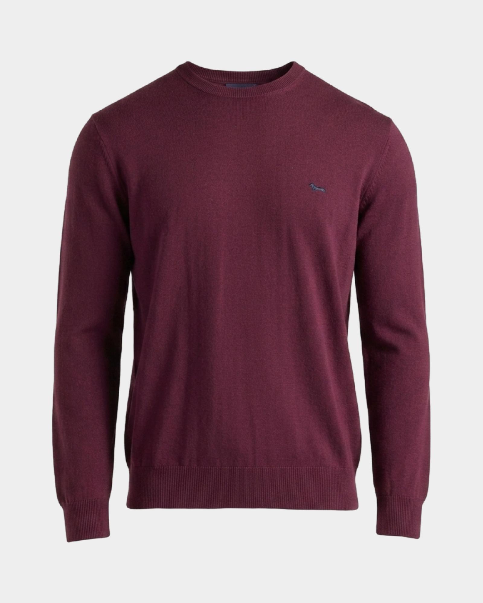 Men's regular fit sweater in a  wool and cotton blend, DARK PURPLE, large