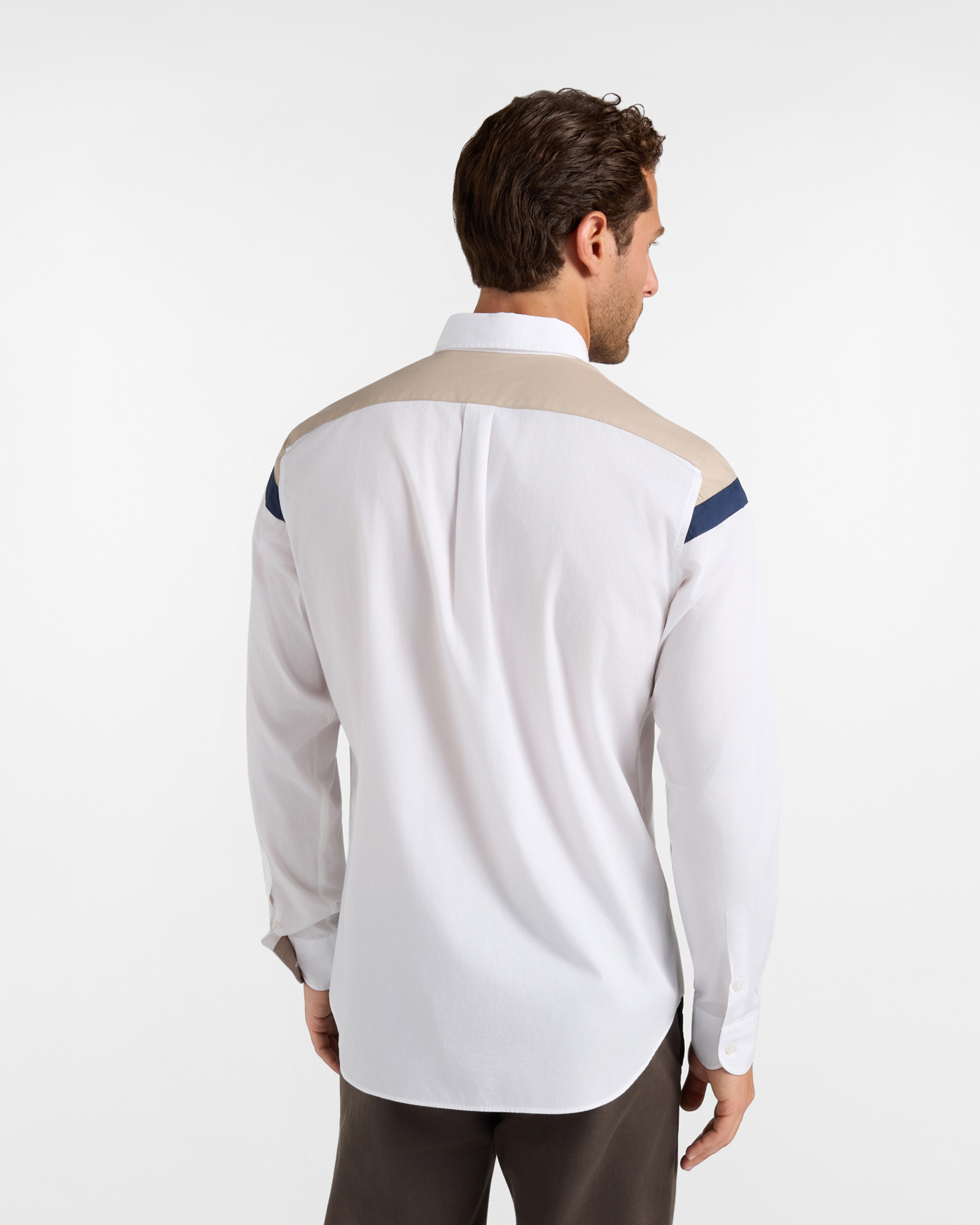 Men's regular-fit  peach poplin shirt with bands, WHITE, large