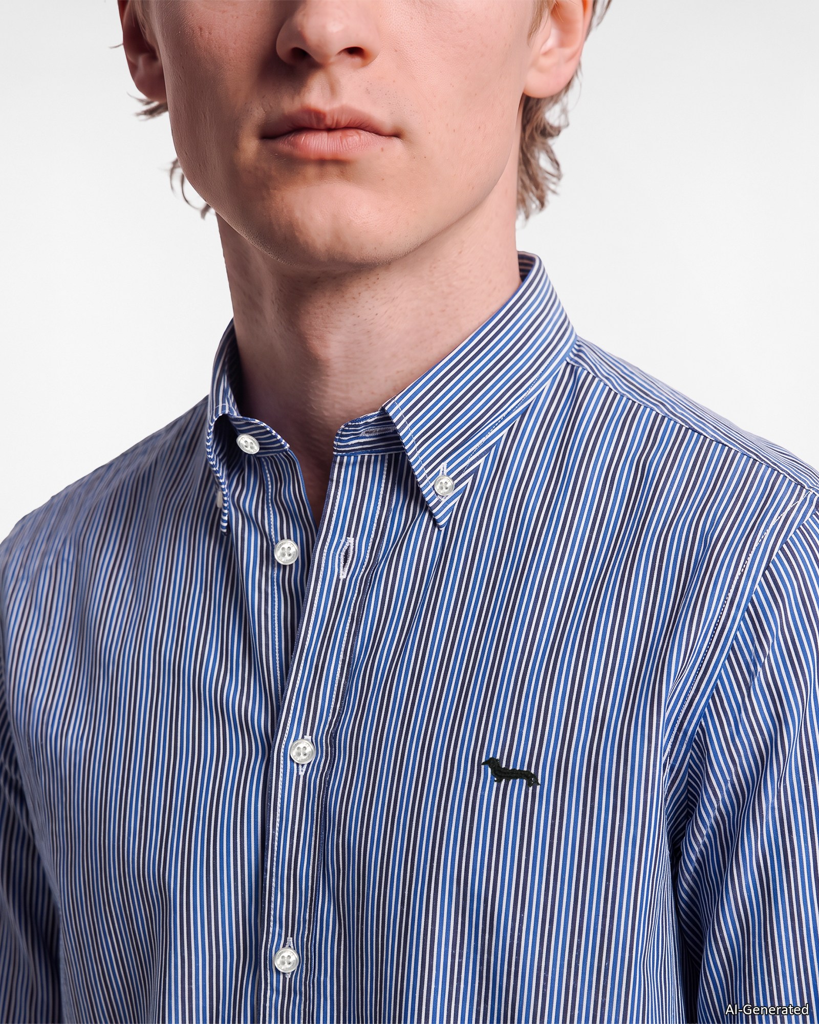 Camicia Uomo a righe in twill tinto filo Regular Fit, BLU NAVY, large