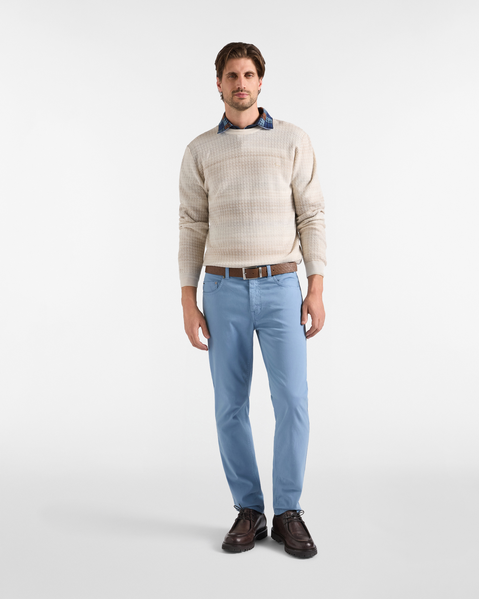 Jersey Hombre en 100 % pura lana Regular Fit Made in Italy, TORTORA, large