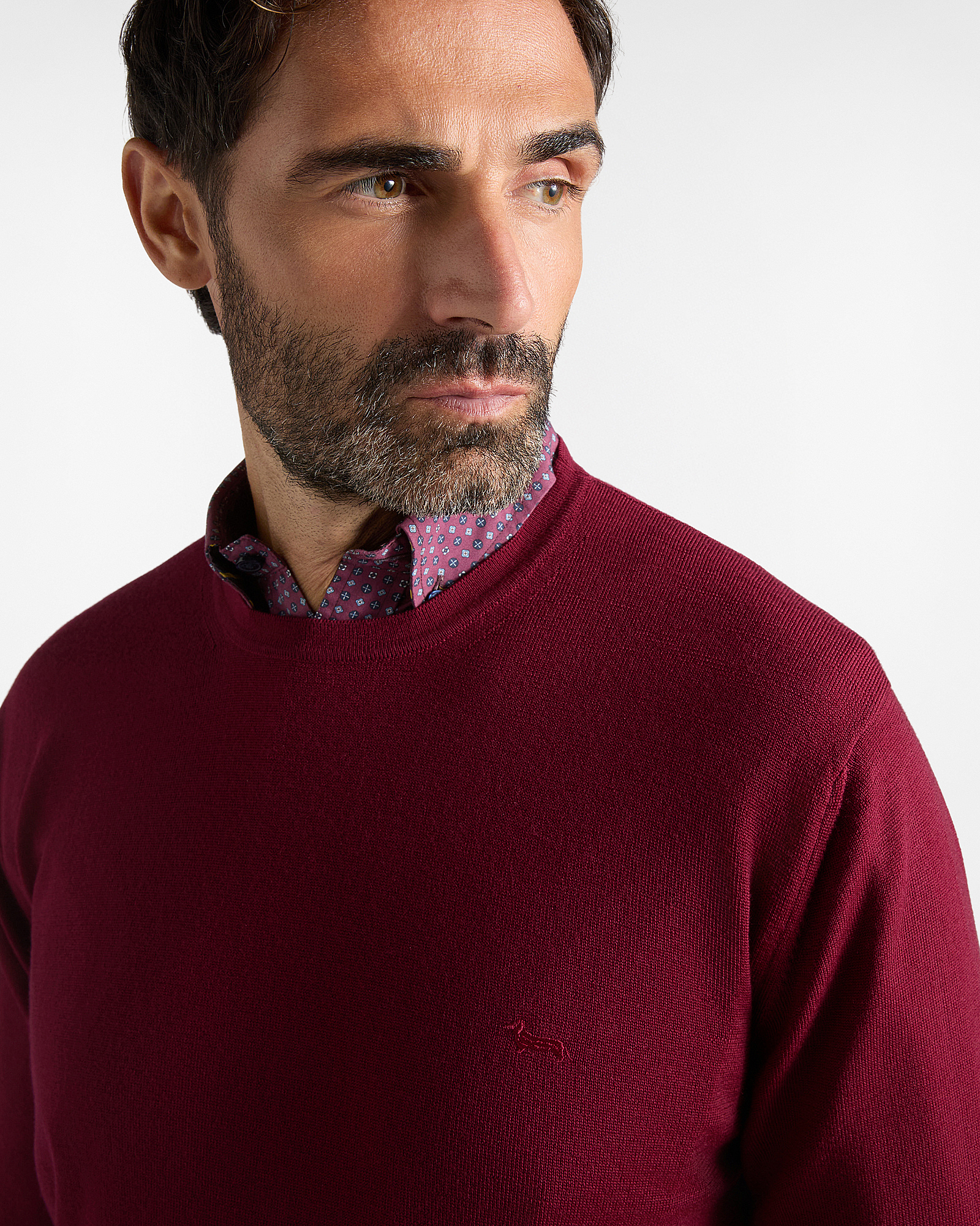 Men's Made in Italy sweater in  100% pure wool with regular fit, INDIAN ROSE, large