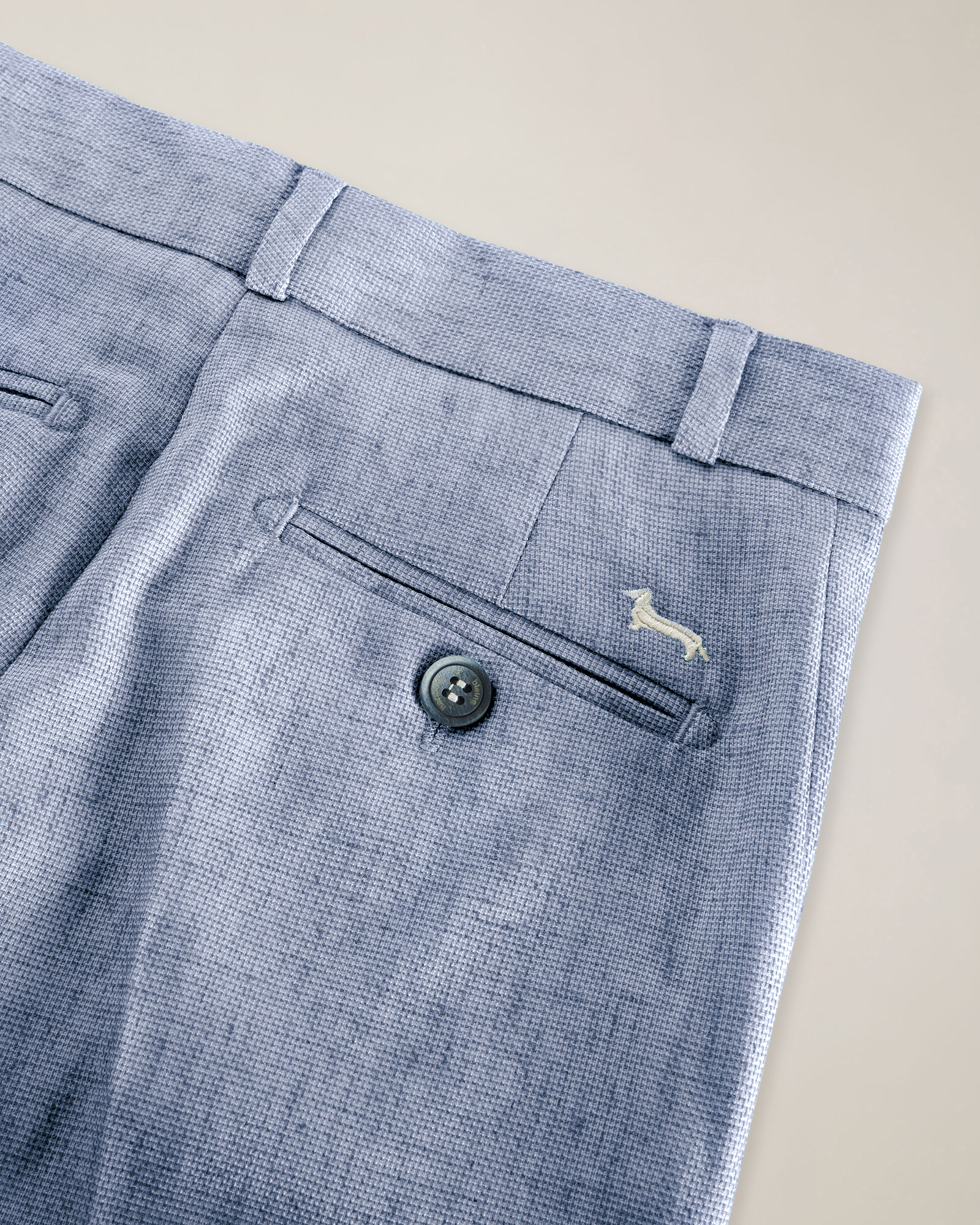 Pantalone tasca america con ricamo logo, Cielo, large