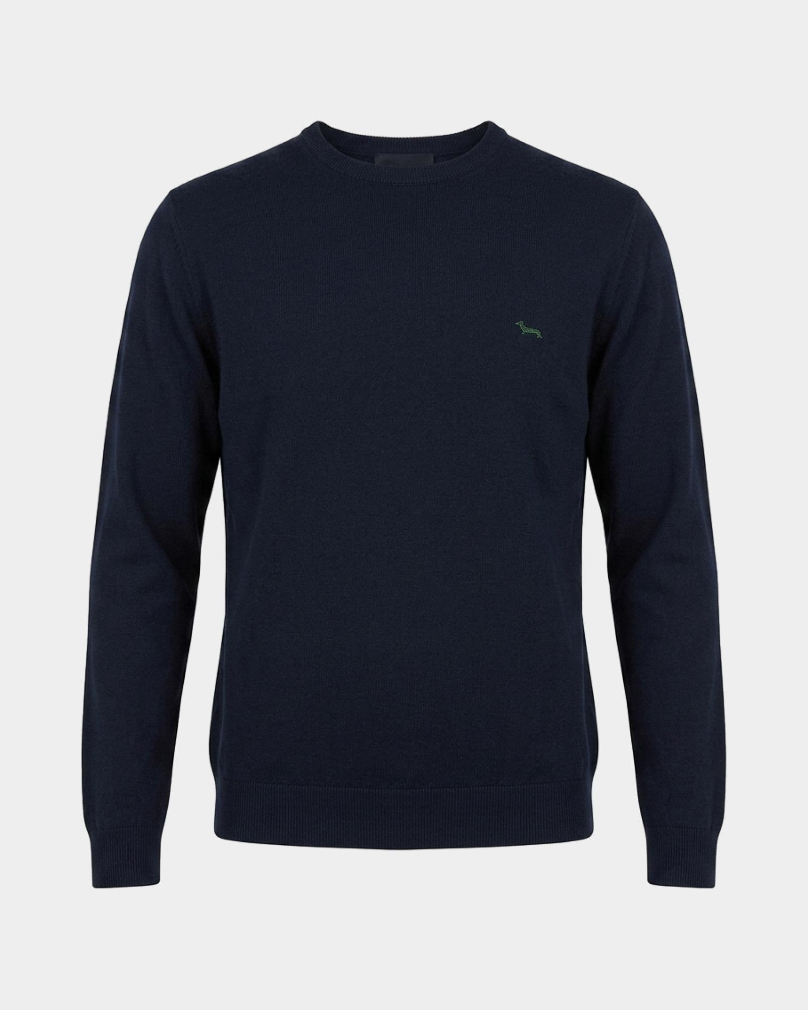 Men's Made in Italy sweater in a  cotton and cashmere blend with regular fit, NAVY BLUE, large