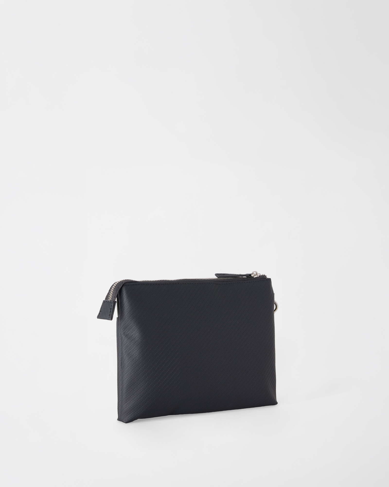 Men&rsquo;s flat clutch with handle, NAVY BLUE, large