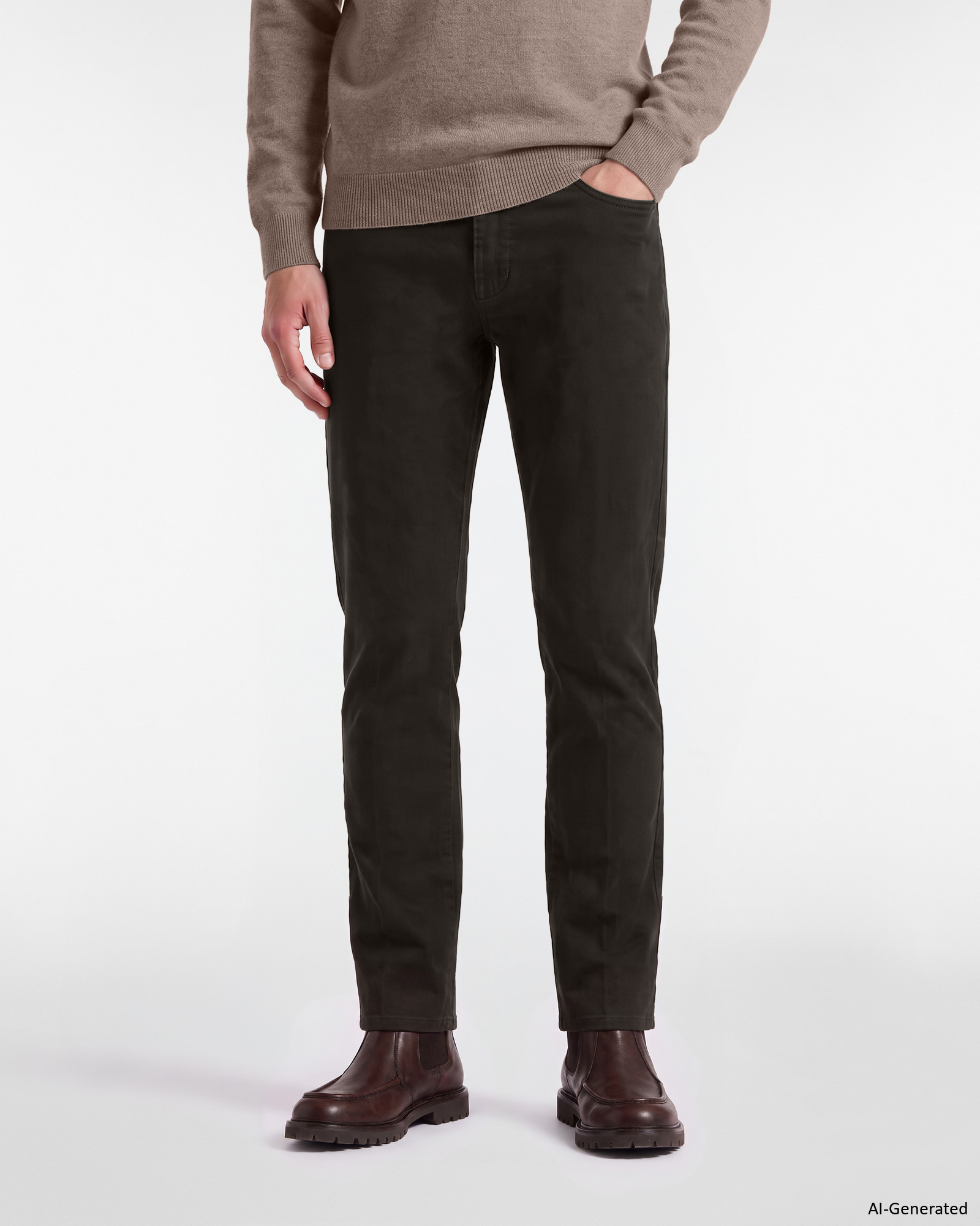 Herren-Chinohose aus Stretch-Baumwolle in Braun mit schmaler Passform