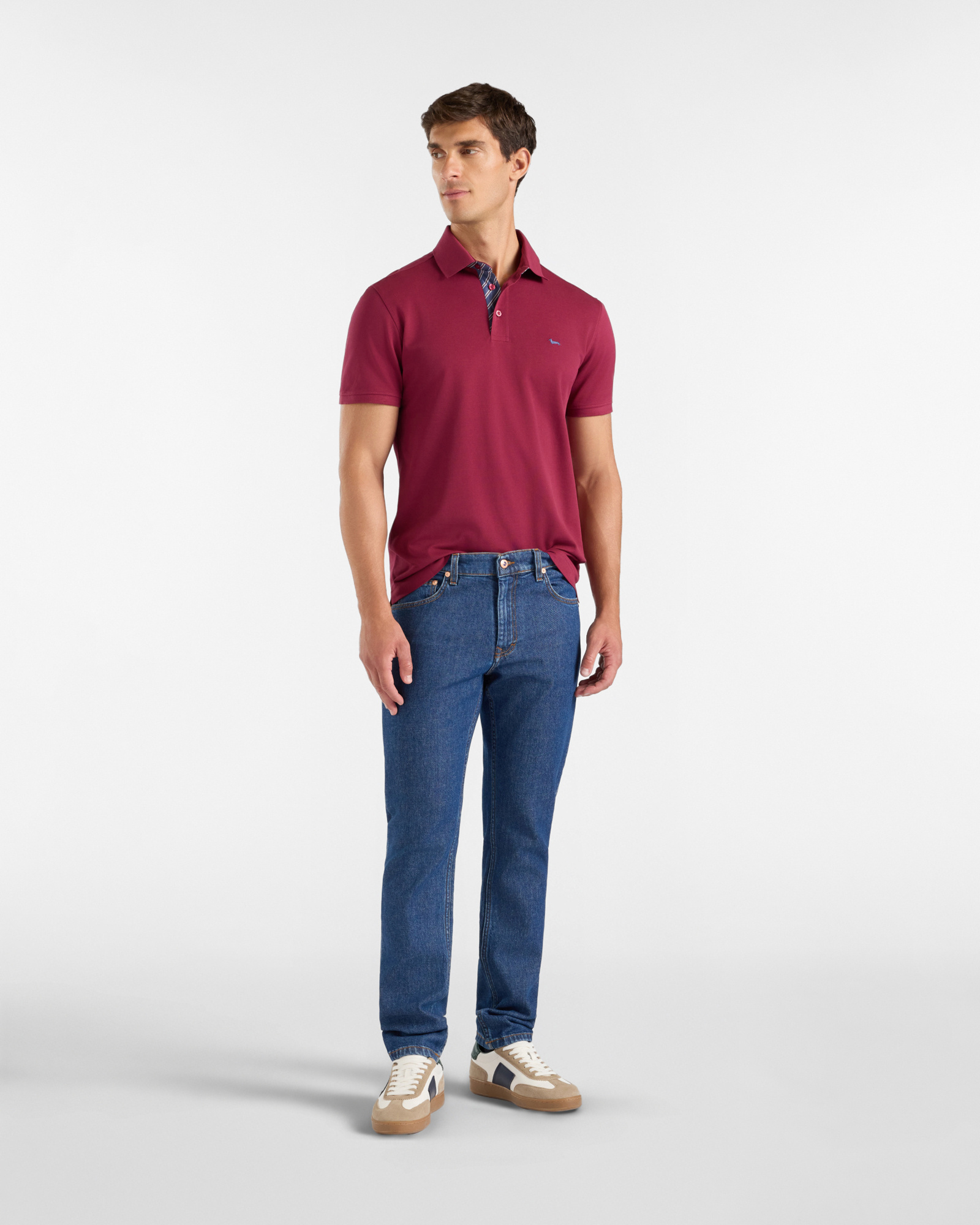 Men's short-sleeve 100% pure cotton piqu&eacute; polo shirt, DARK RED, large