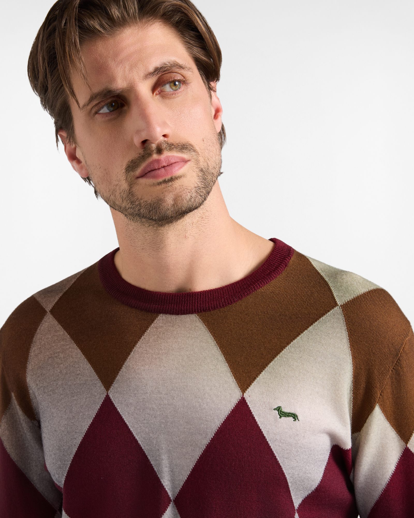 Men's Made in Italy sweater in 100% pure wool with regular fit, INDIAN ROSE, large