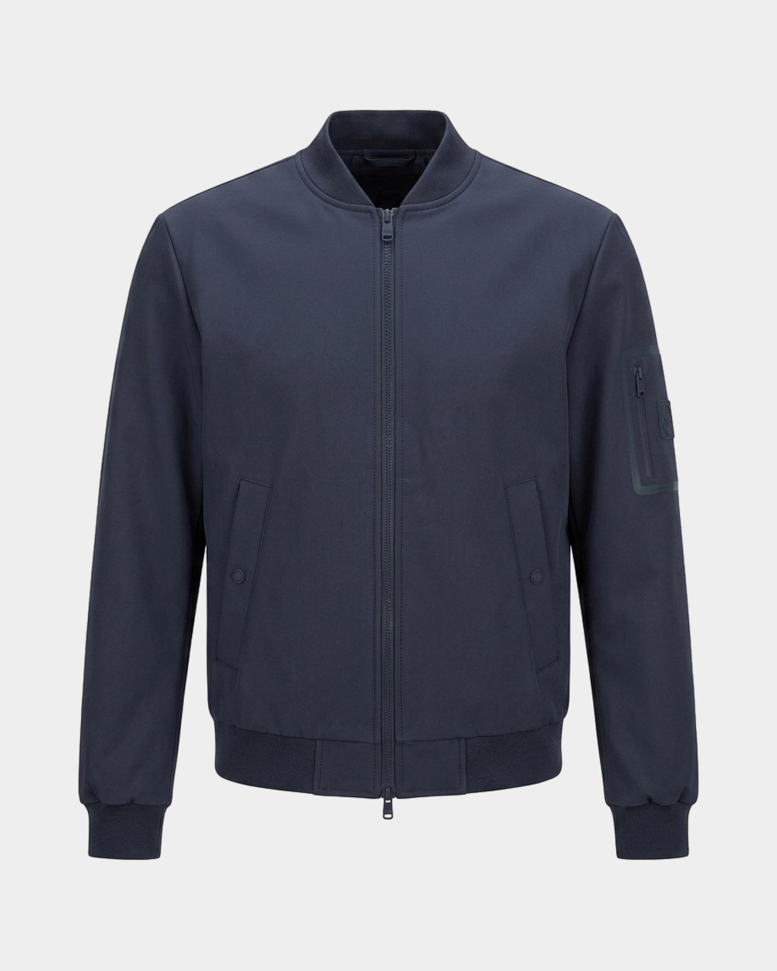 Men's softshell jacket with rib-knit trims, NAVY BLUE, large