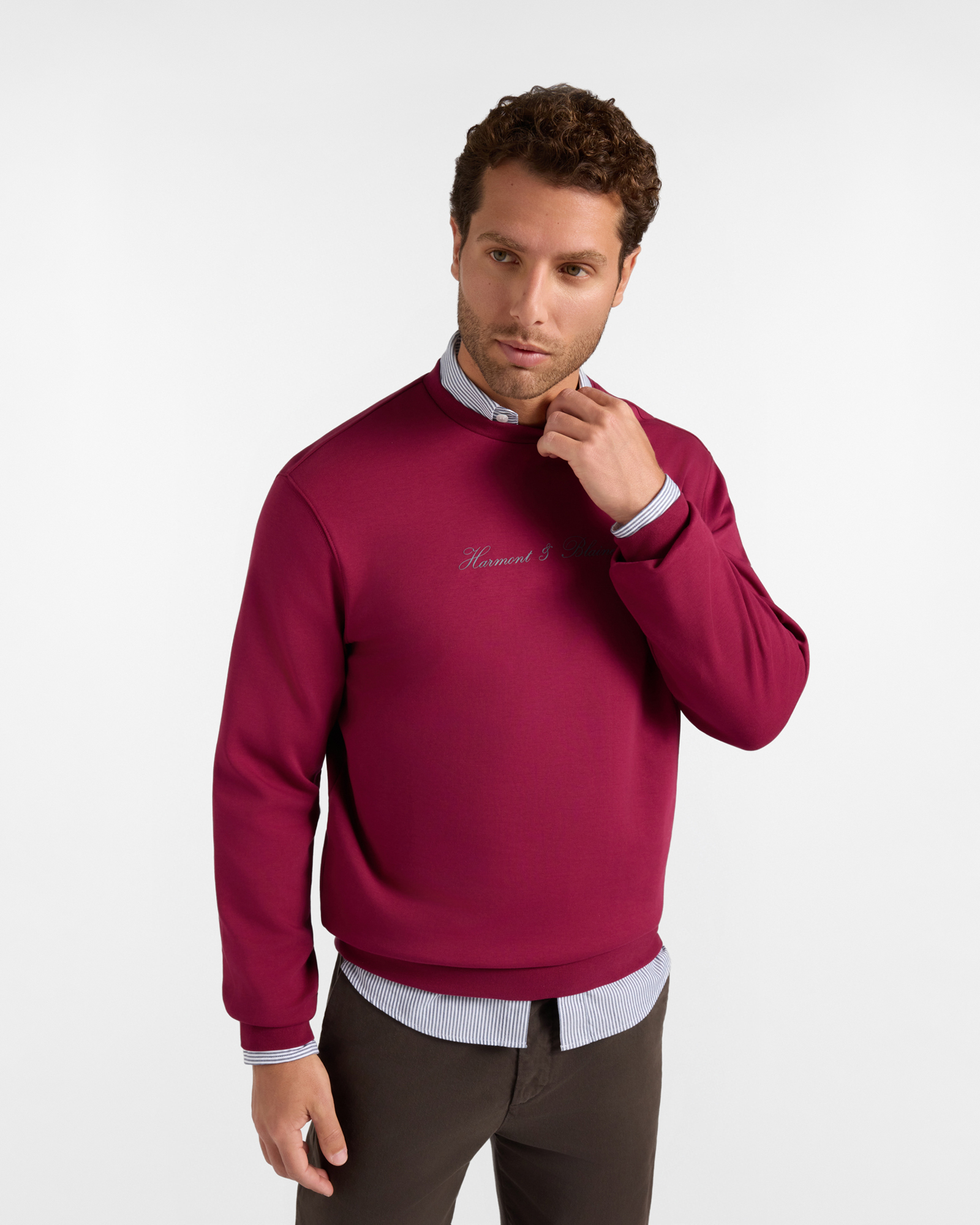 Felpa Uomo girocollo in puro cotone rossa con logo 3D