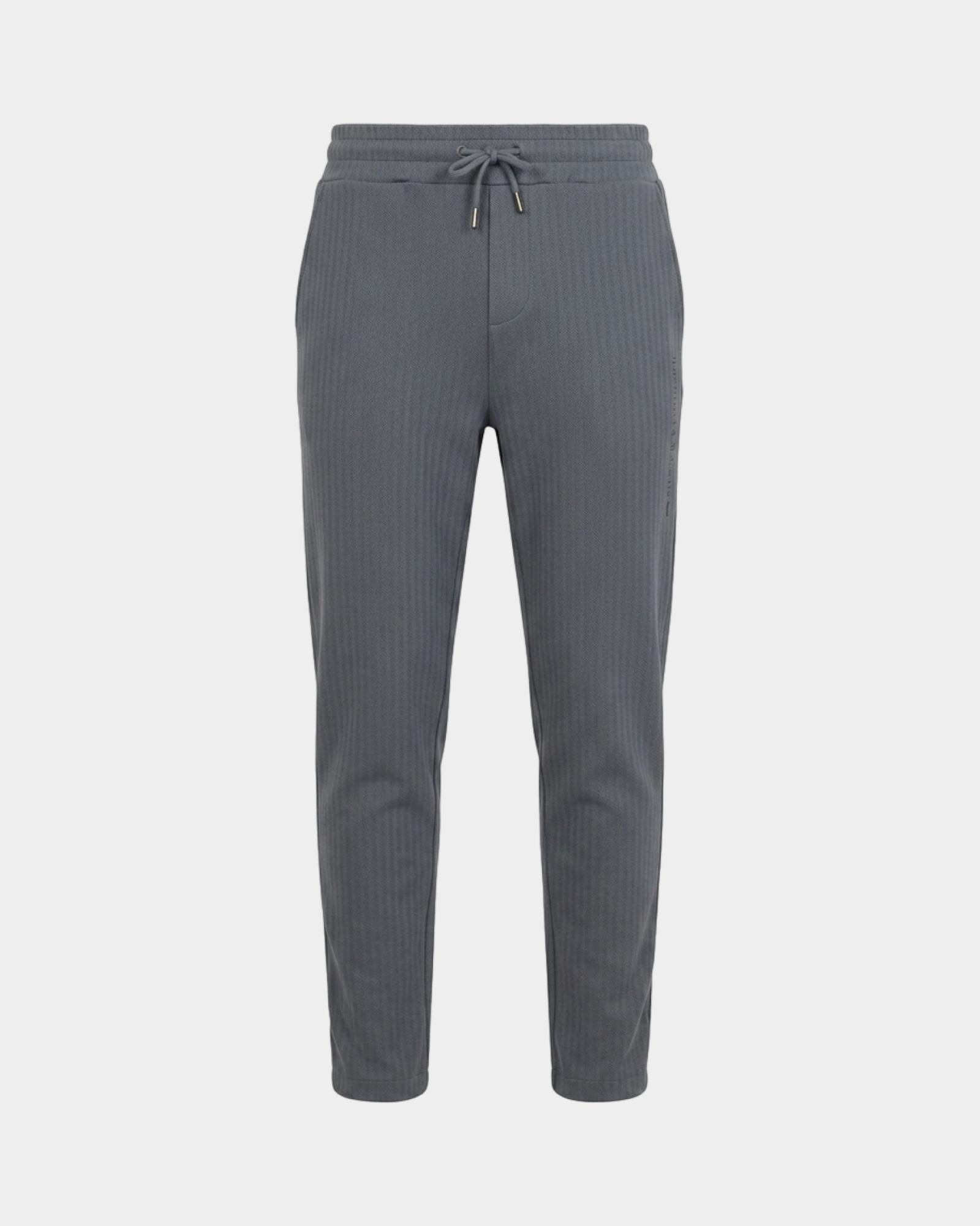 Men's grey fleece trousers with herringbone pattern, GRAY, large