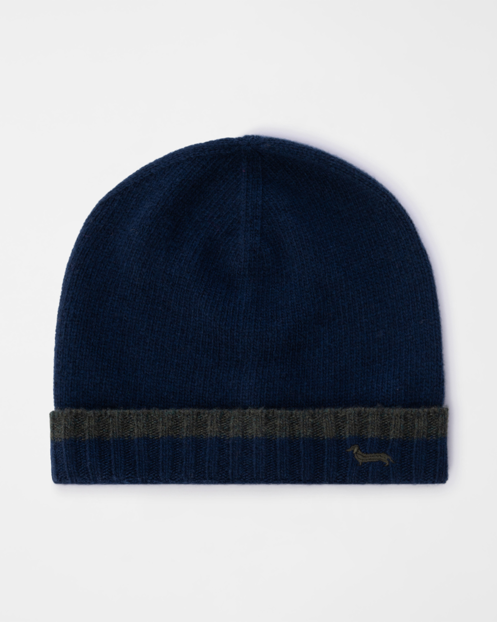 Men&rsquo;s wool and cashmere blend beanie with dachshund embroidery, LIGHT BLUE, large