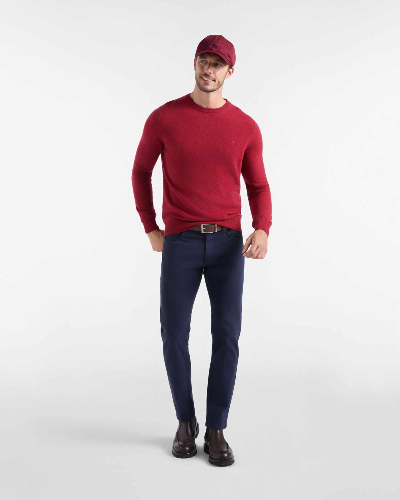 Men's Made in Italy sweater 100% pure cashmere with regular fit, BRICK RED, large