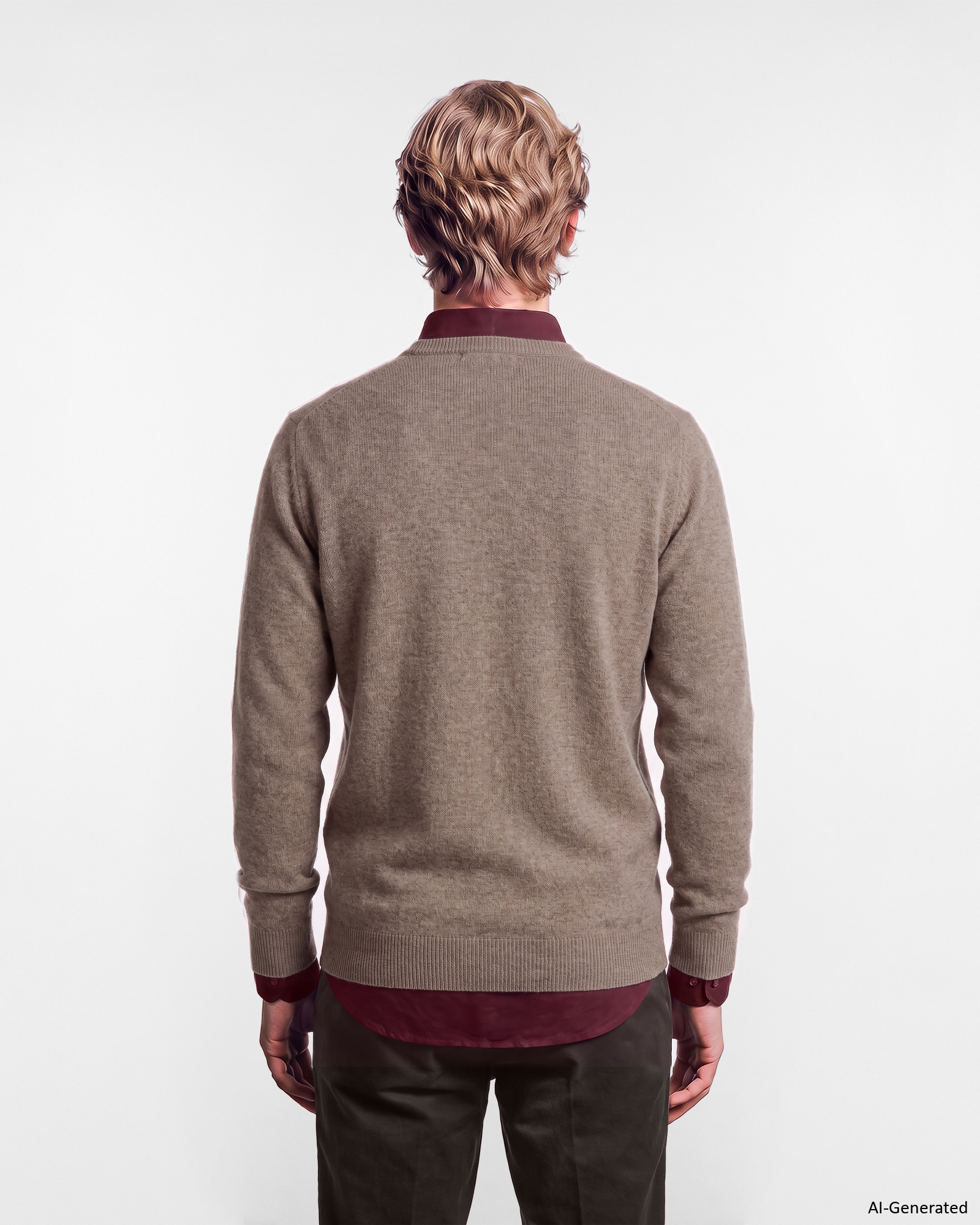Men's Made in Italy sweater 100% pure cashmere with regular fit, BEIGE, large