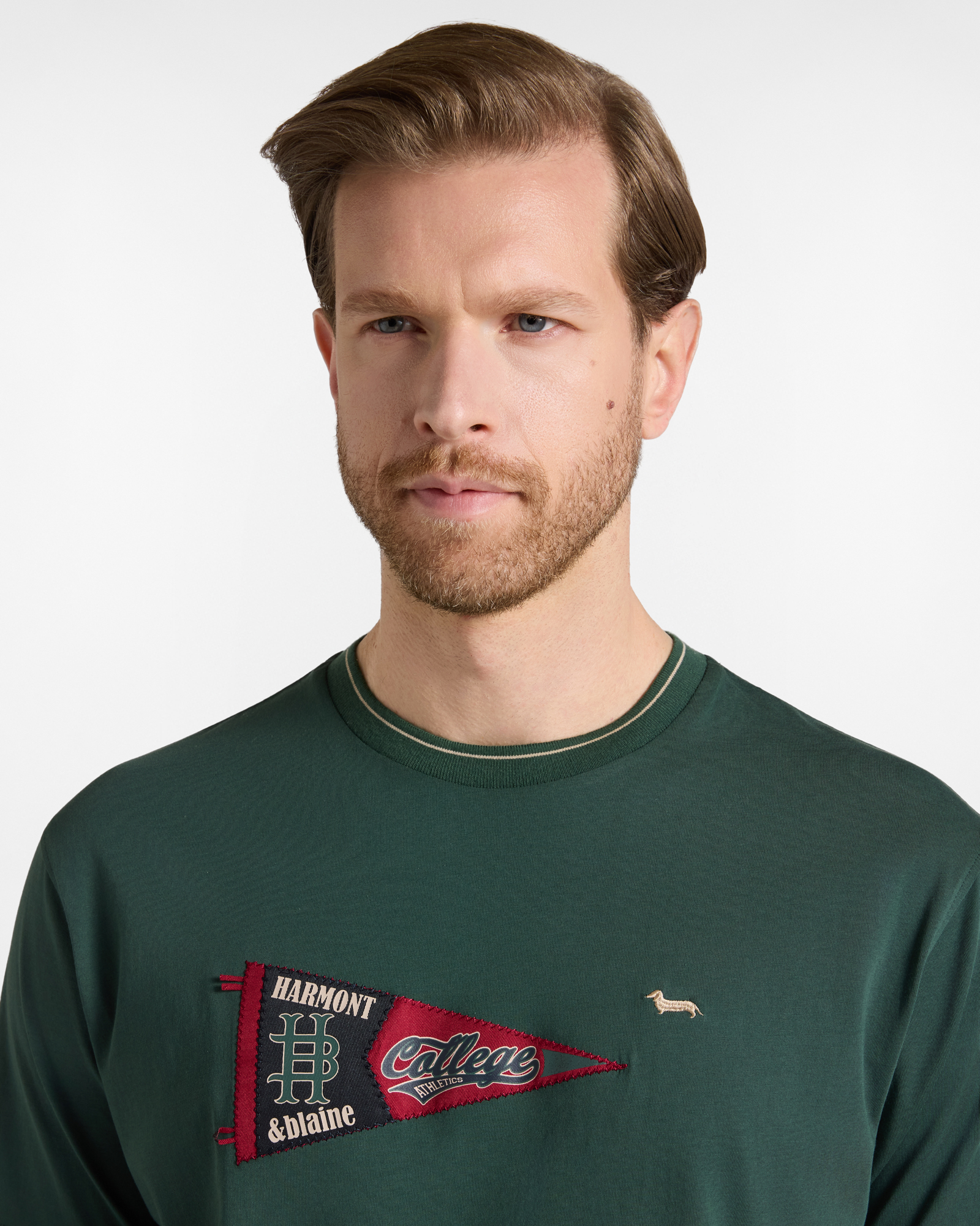 Men's relaxed-fit T-shirt in 100% pure cotton, BOTTLE GREEN, large