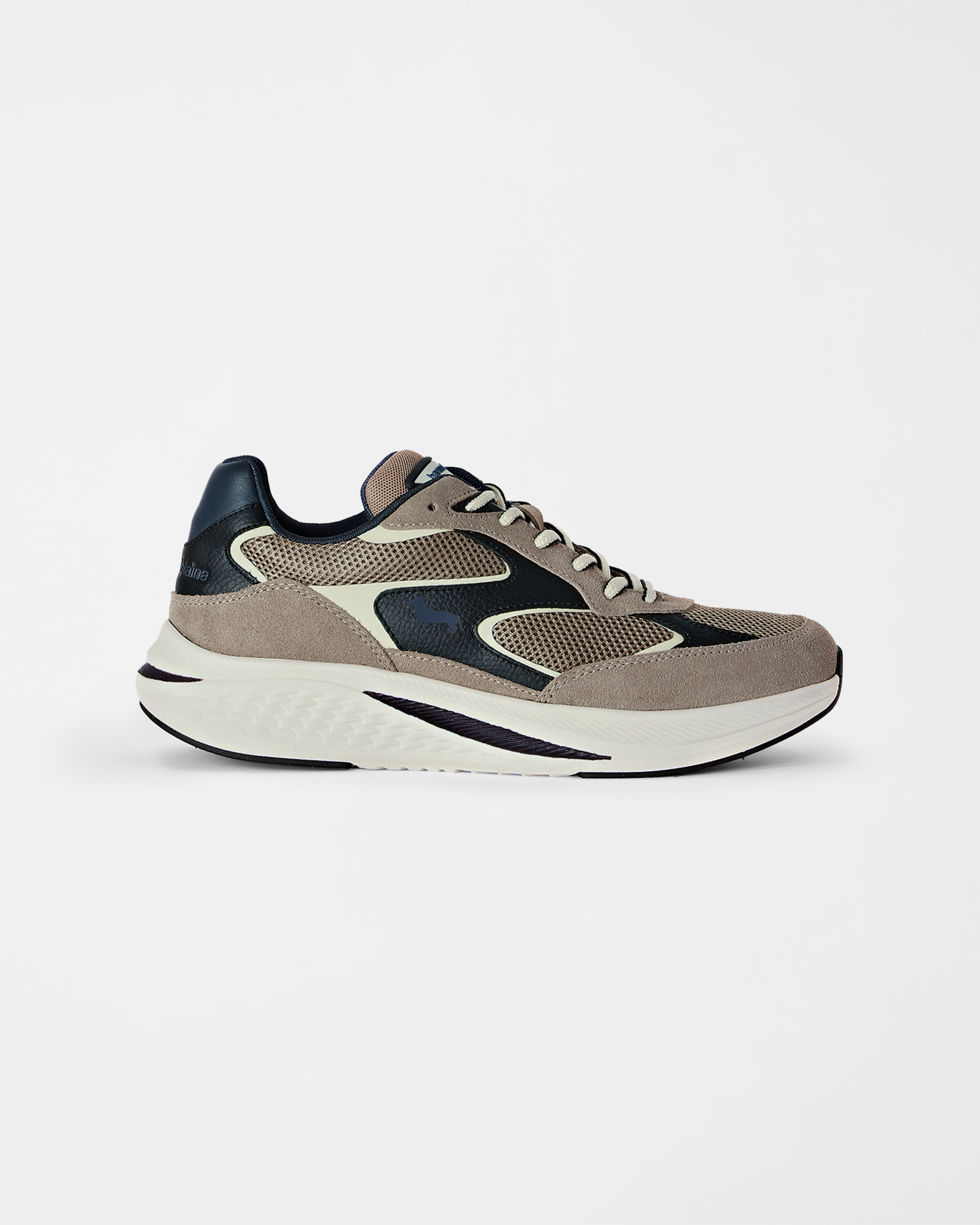 Men's Tech Runner Sneakers in Suede, Leather, and Mesh - Beige