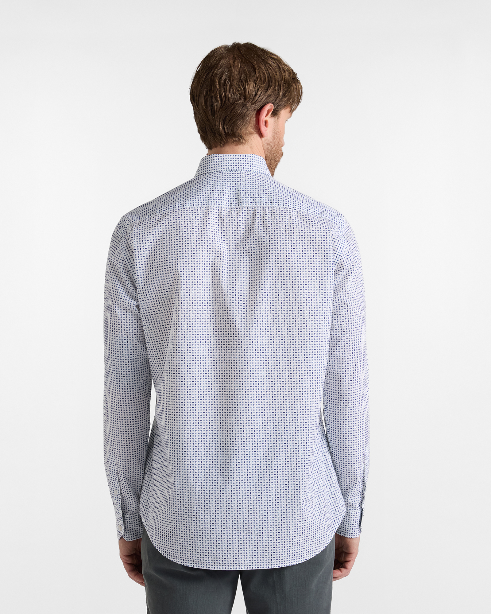 Camicia Uomo popeline stampa cravatteria Narrow Fit bianco, BIANCO, large