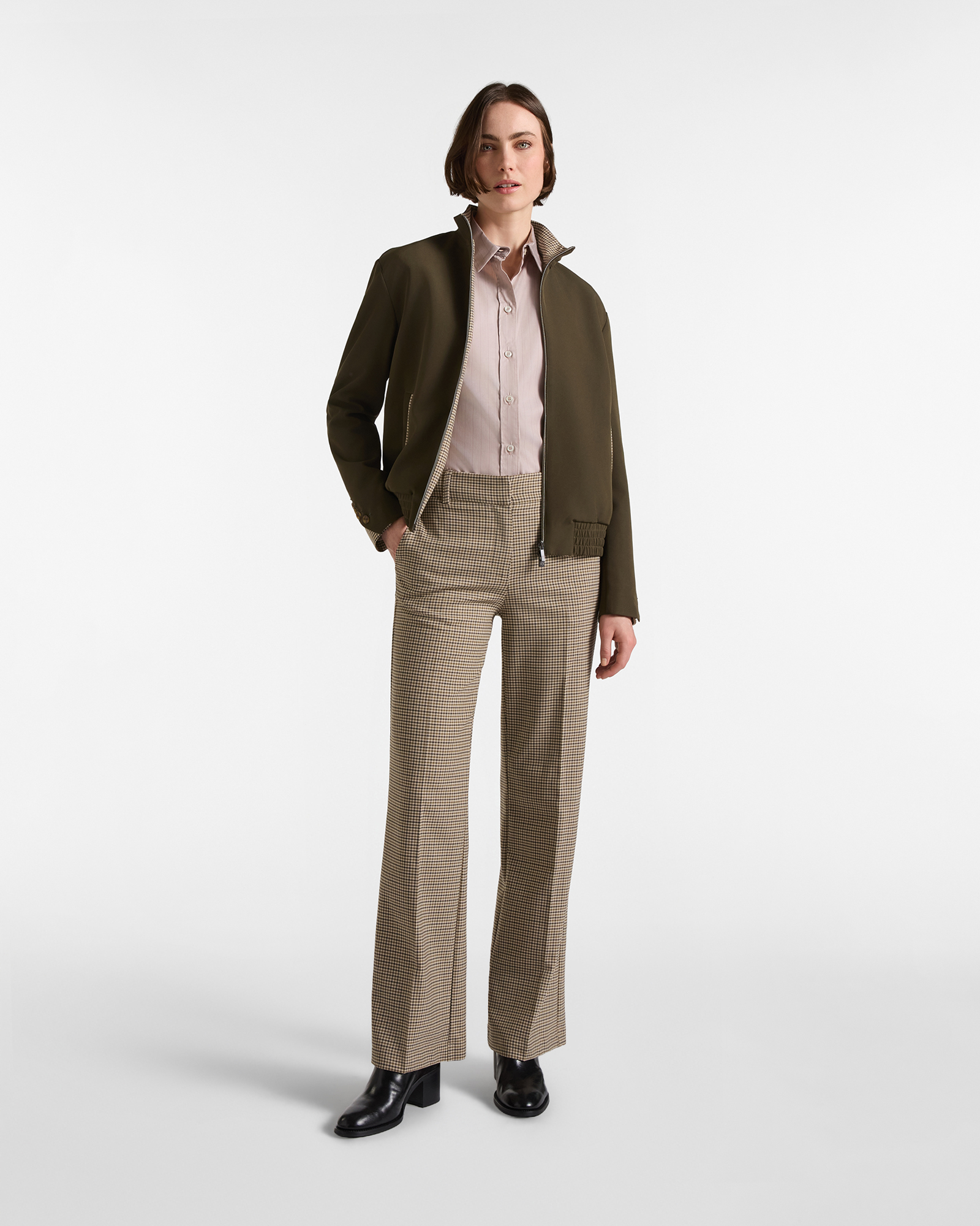 Pantalone Chino Donna in misto lana verde, VERDE PETROLIO, large