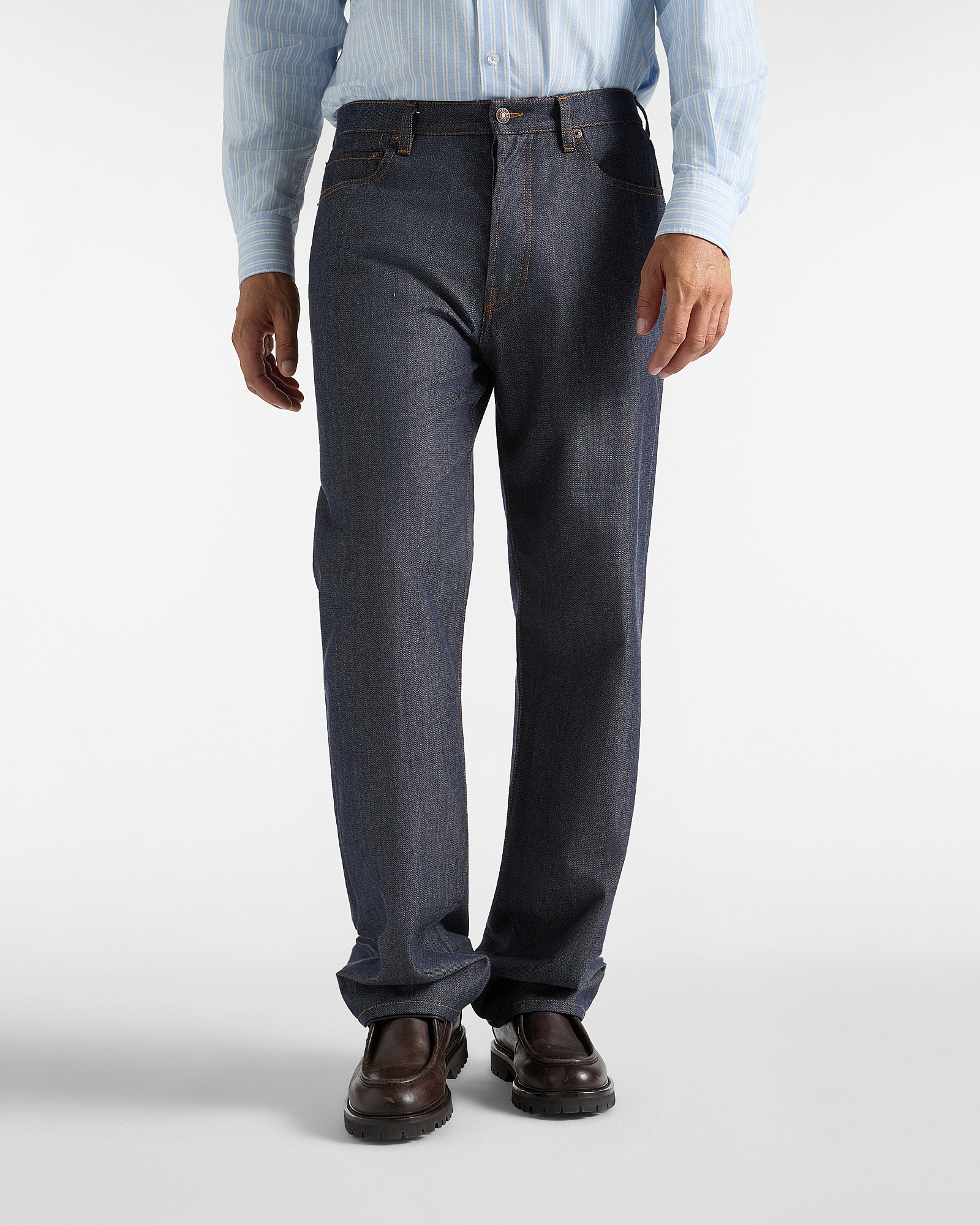 Pantal&oacute;n vaquero de 5 bolsillos para hombre, de lana virgen y algod&oacute;n azul denim
