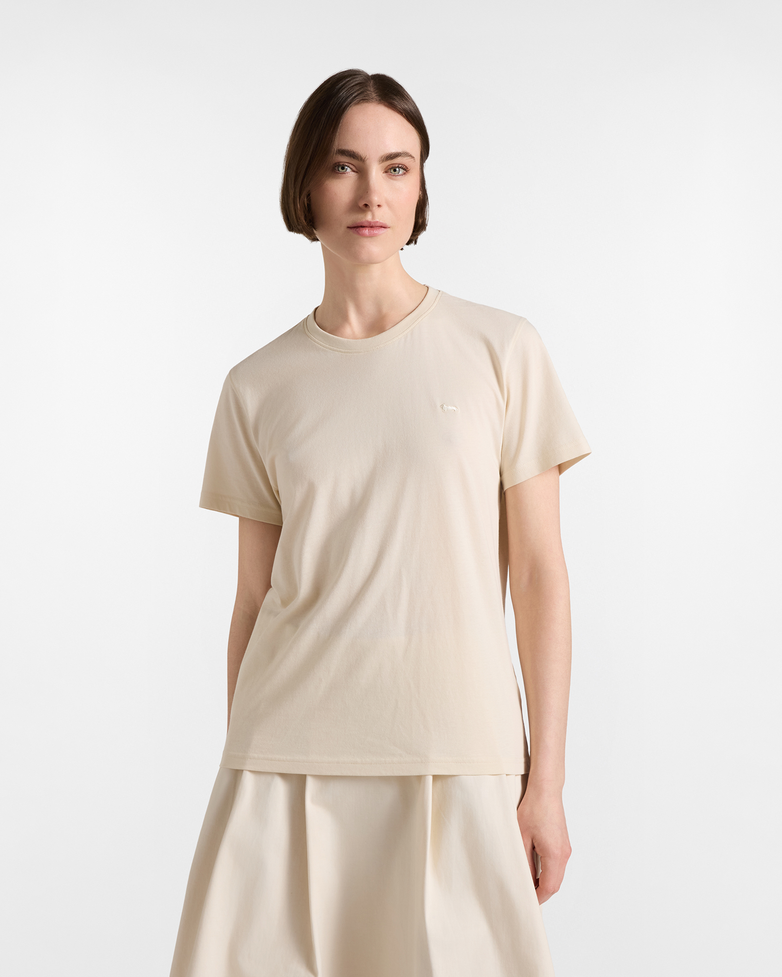 T-shirt Donna giricollo in 100% puro cotone beige