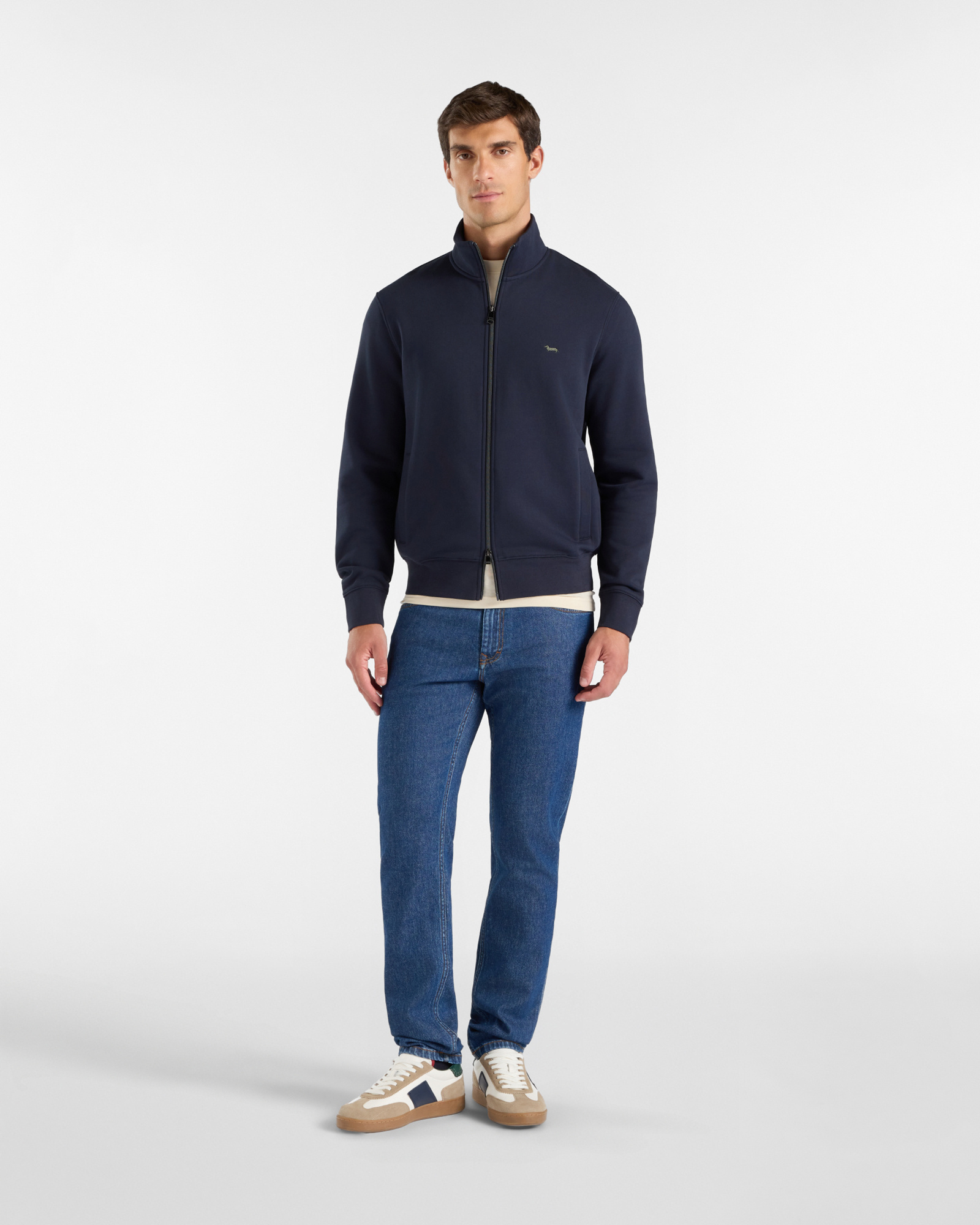 Men's  full-zip turtleneck sweatshirt with welt pockets, NAVY BLUE, large