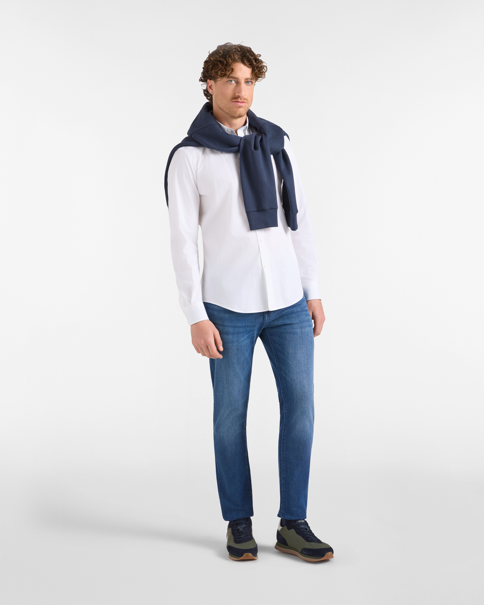 Camicia HBJ Uomo Regular Fit con collo Montecarlo in cotone stretch, BIANCO, large