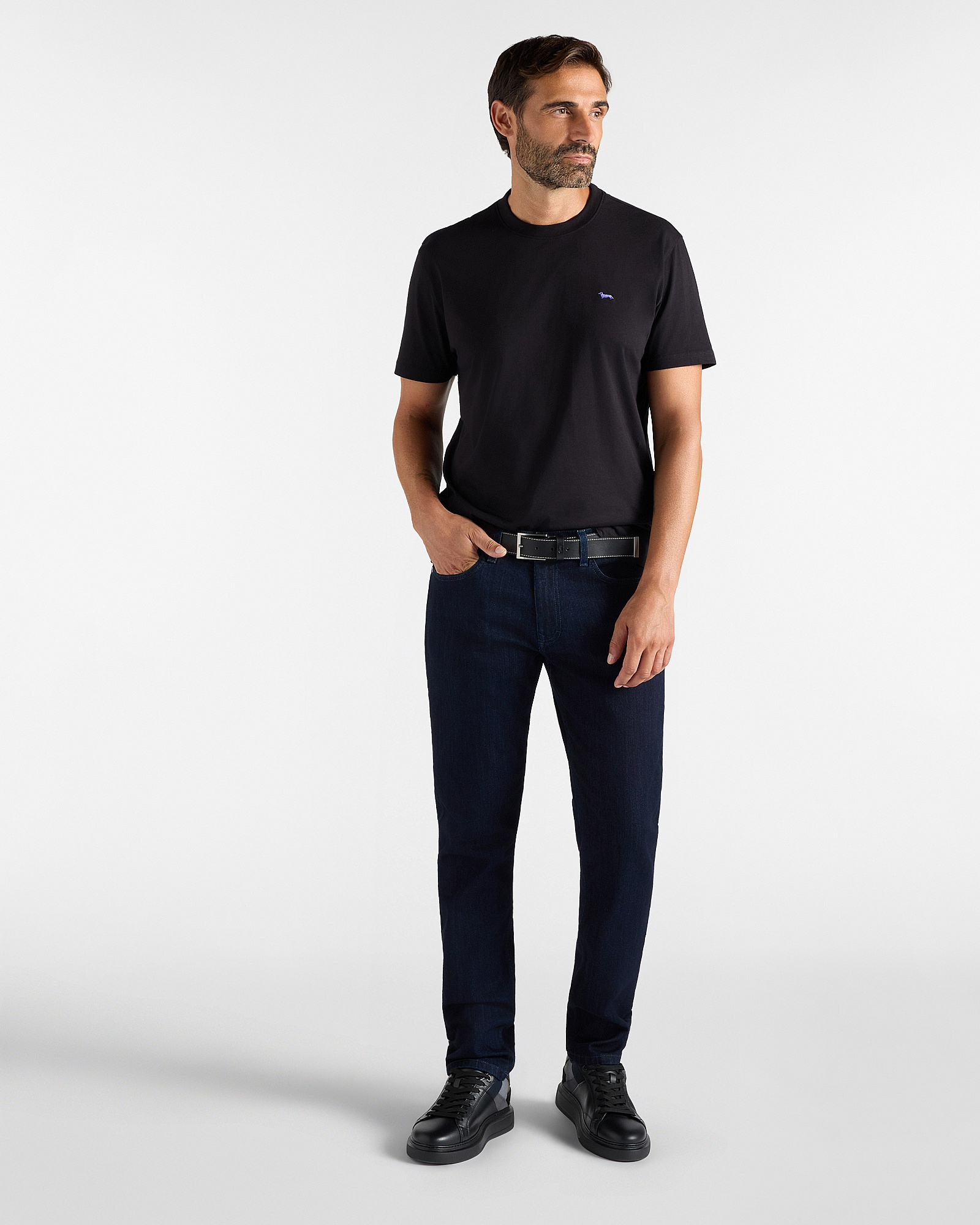 Men's regular-fit T-shirt in 100% pure cotton, BLACK, large