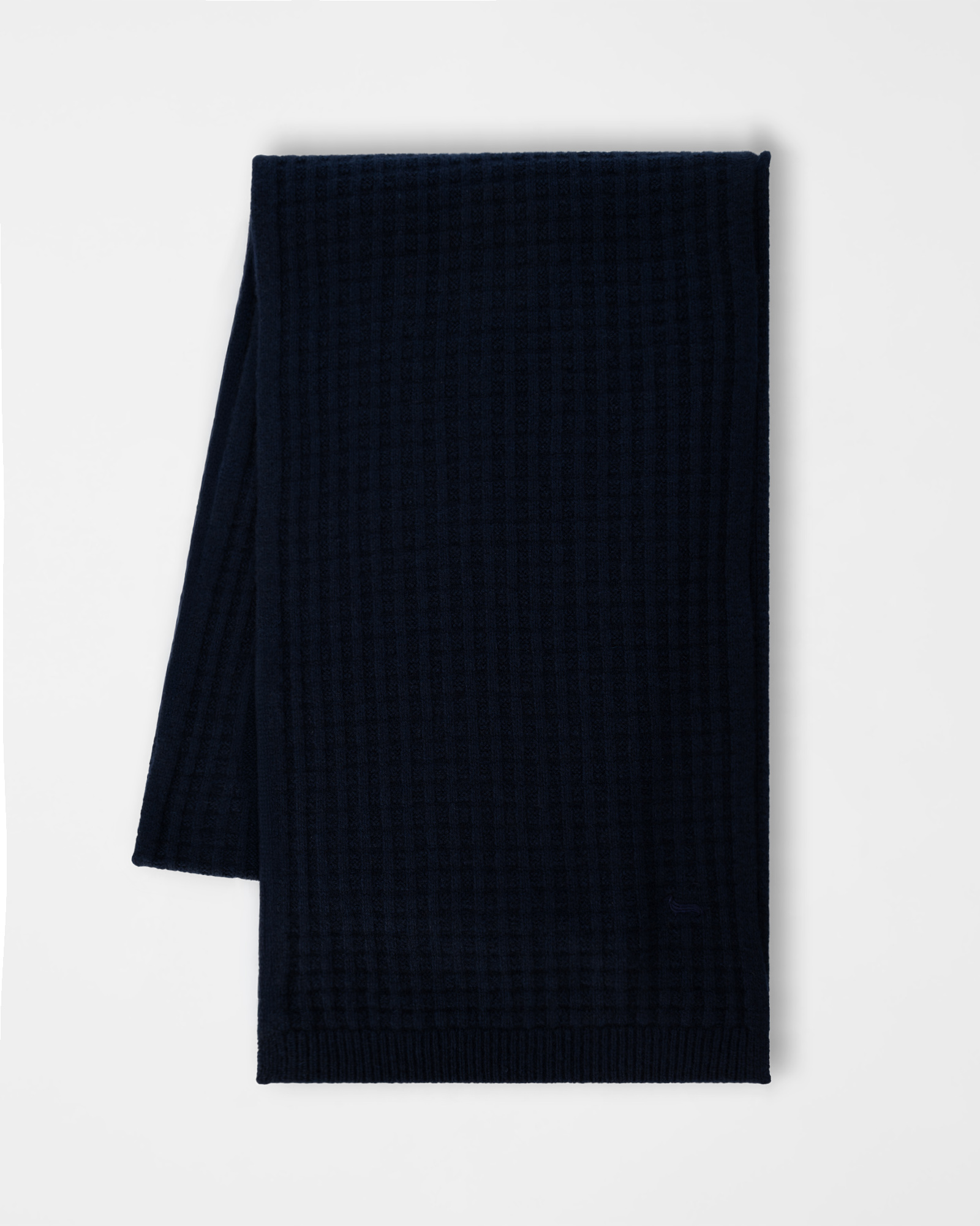 Men&rsquo;s pure cashmere knitted scarf in navy blue