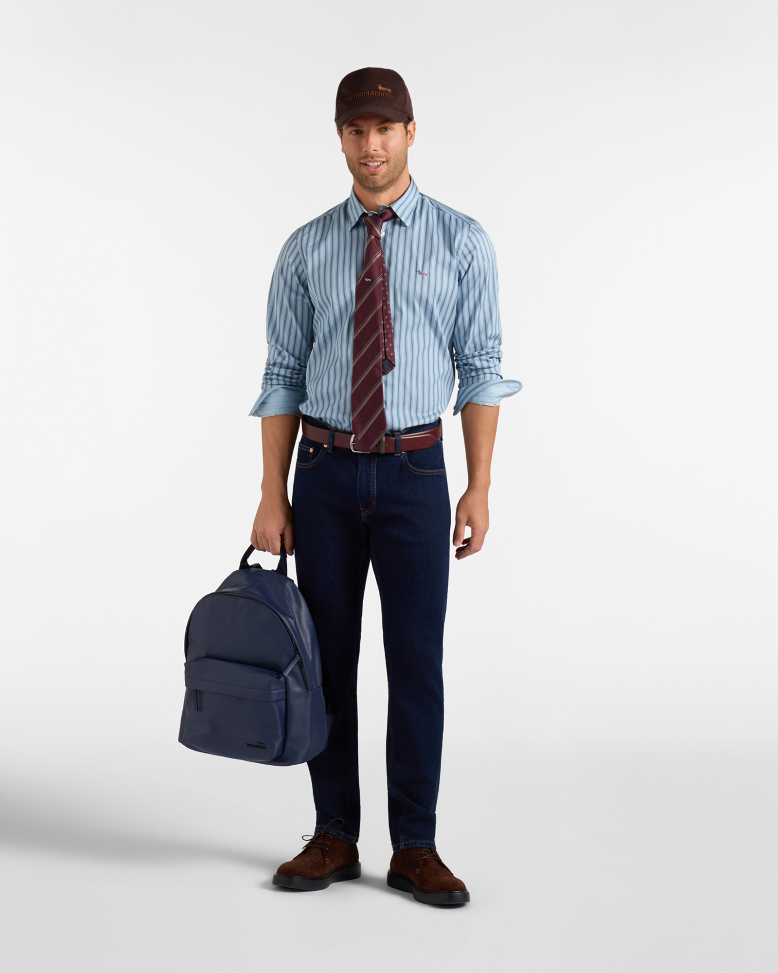 Camicia Uomo riga raso stretch Regular Fit, AZZURRO, large