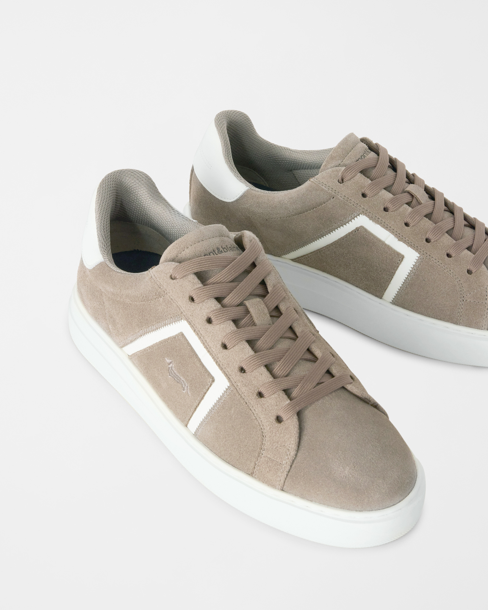 Men's suede sneakers with nylon inserts, TAUPE - OFF-WHITE, large