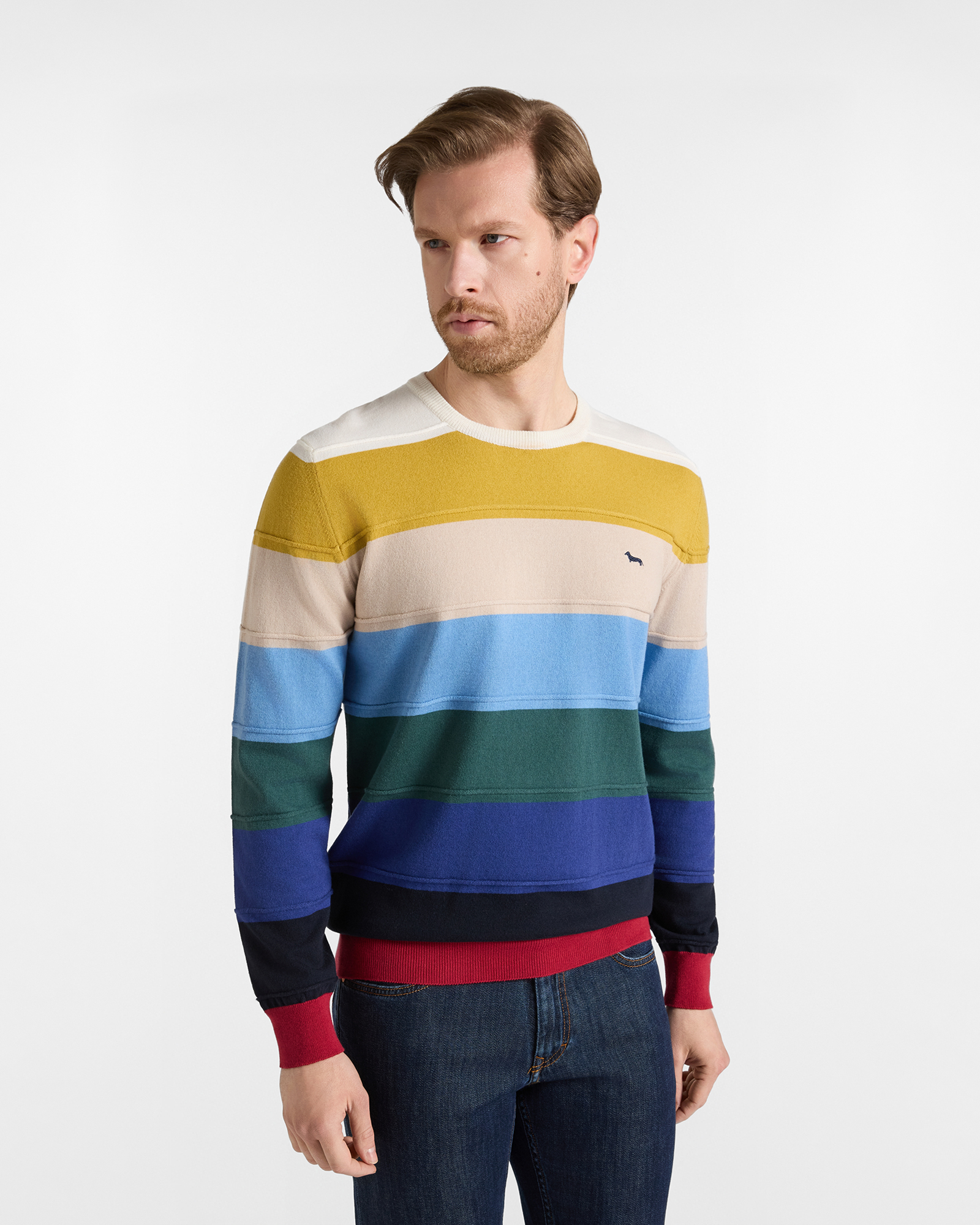 Maglia Uomo in misto lana e cotone multicolor Regular Fit Made in Italy