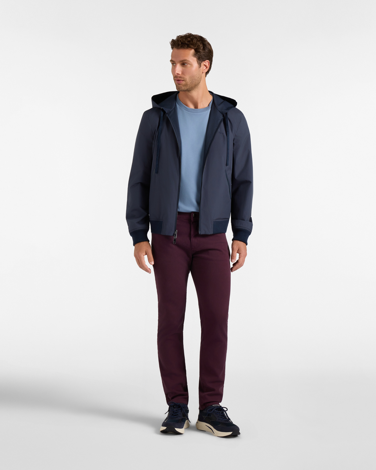 Pantalone Jeans 5 tasche Uomo in cotone stretch grigio Slim Fit Made in Italy, VIOLA SCURO, large