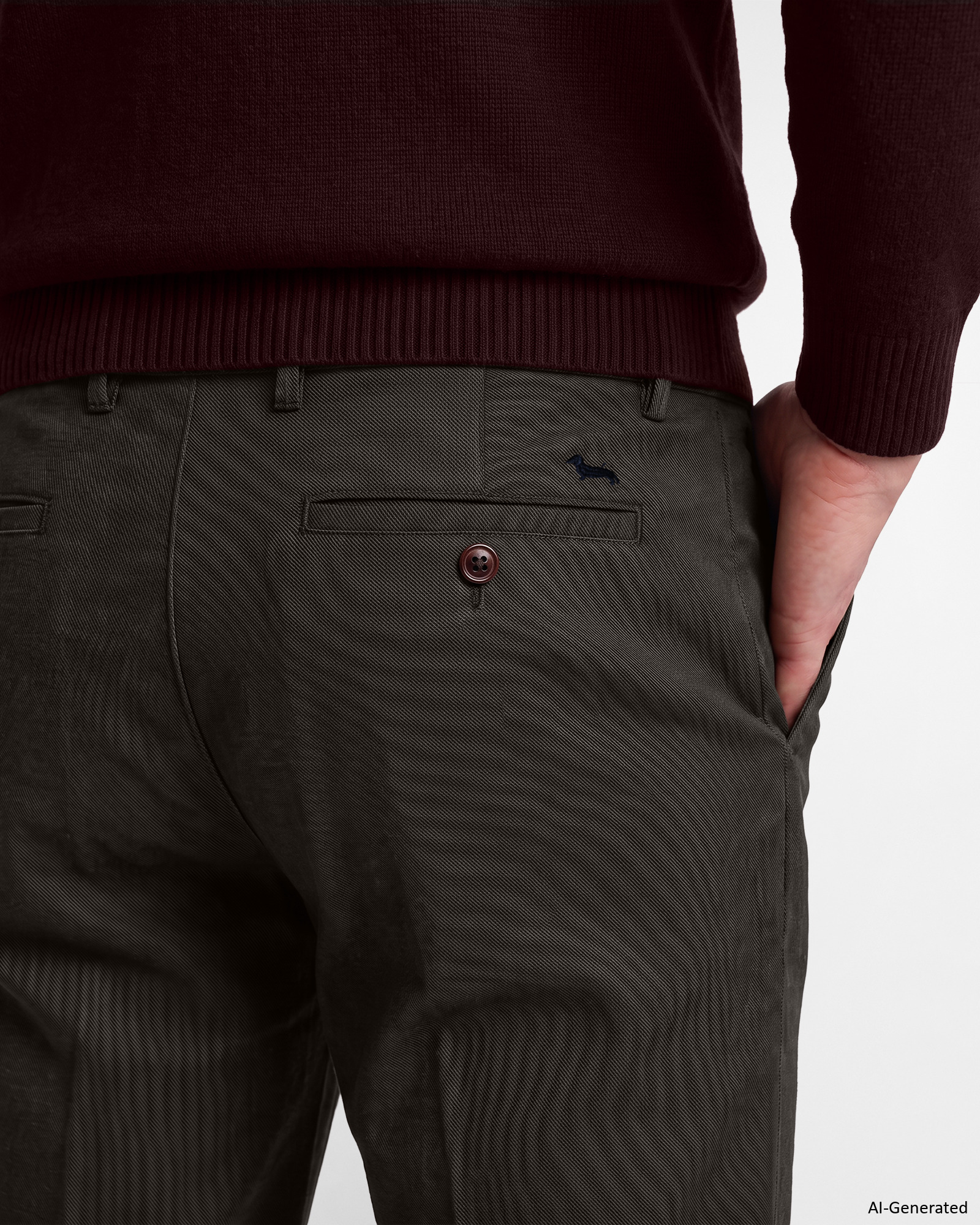 Men&rsquo;s narrow-fit cotton blend chino pants, DARK BROWN, large