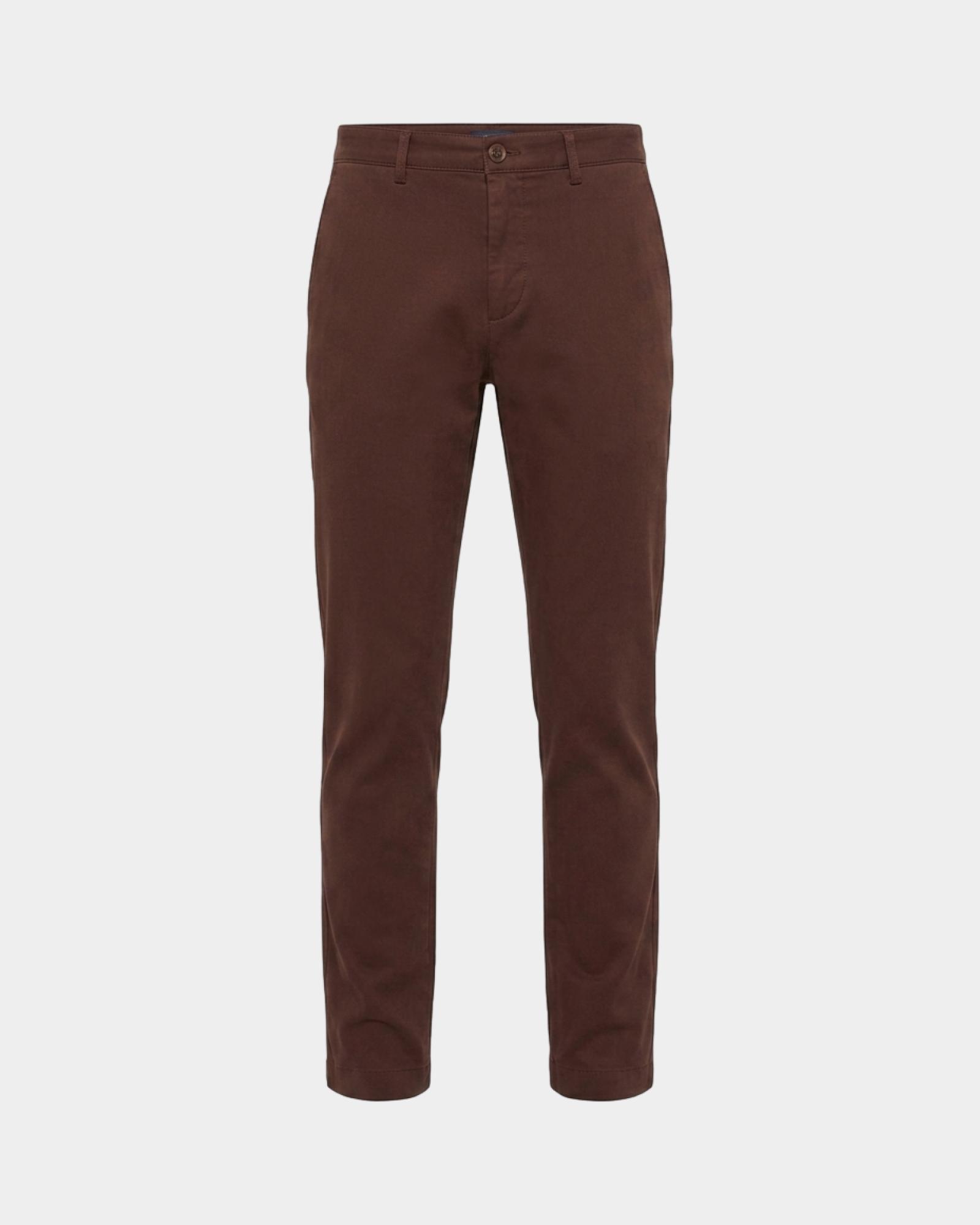 Herren-Chinohose aus Stretch-Baumwolle in  mit schmaler Passform, DUNKELBRAUN, large