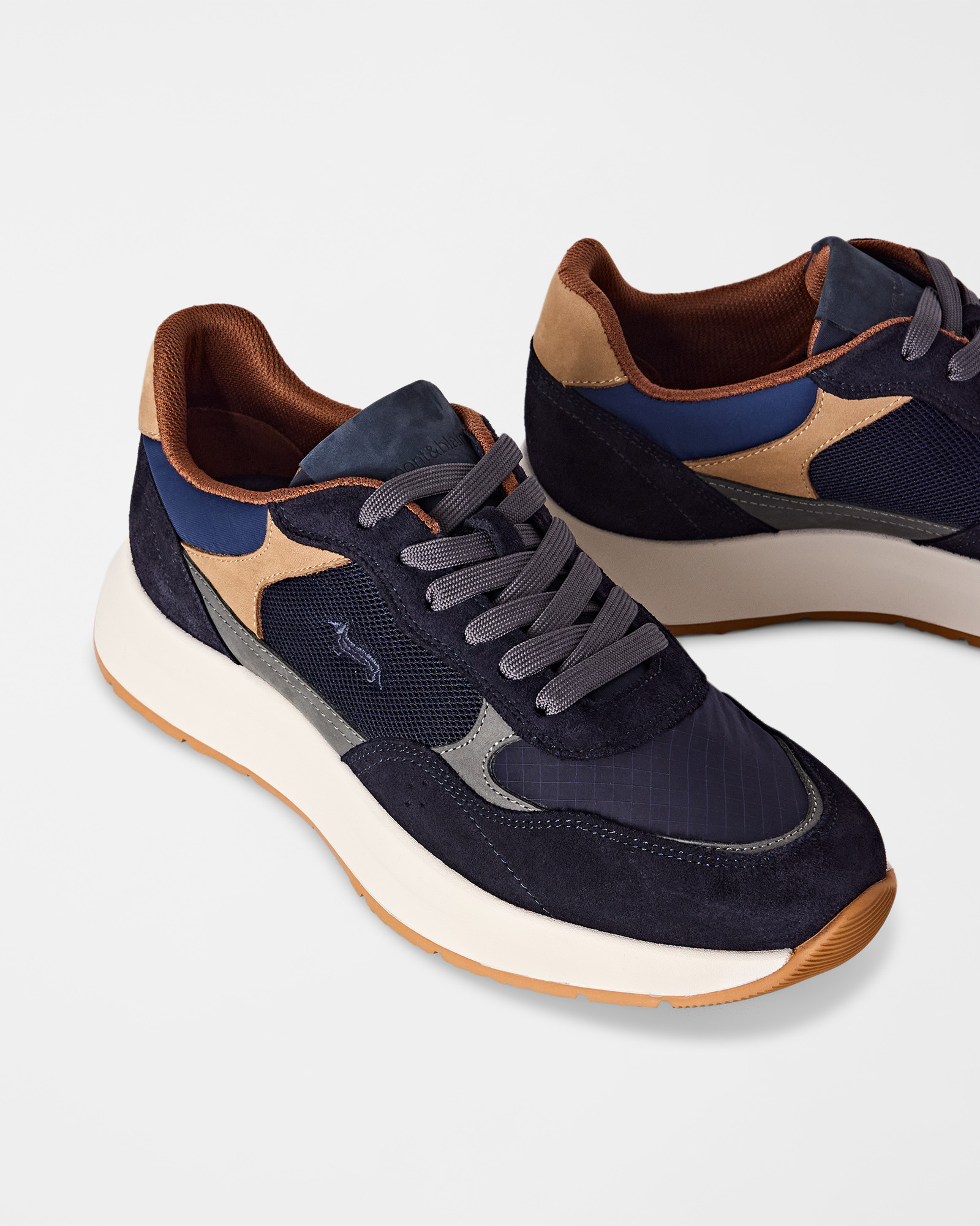 Men's suede and mesh urban comfort sneakers, BLUE - BLUE, large