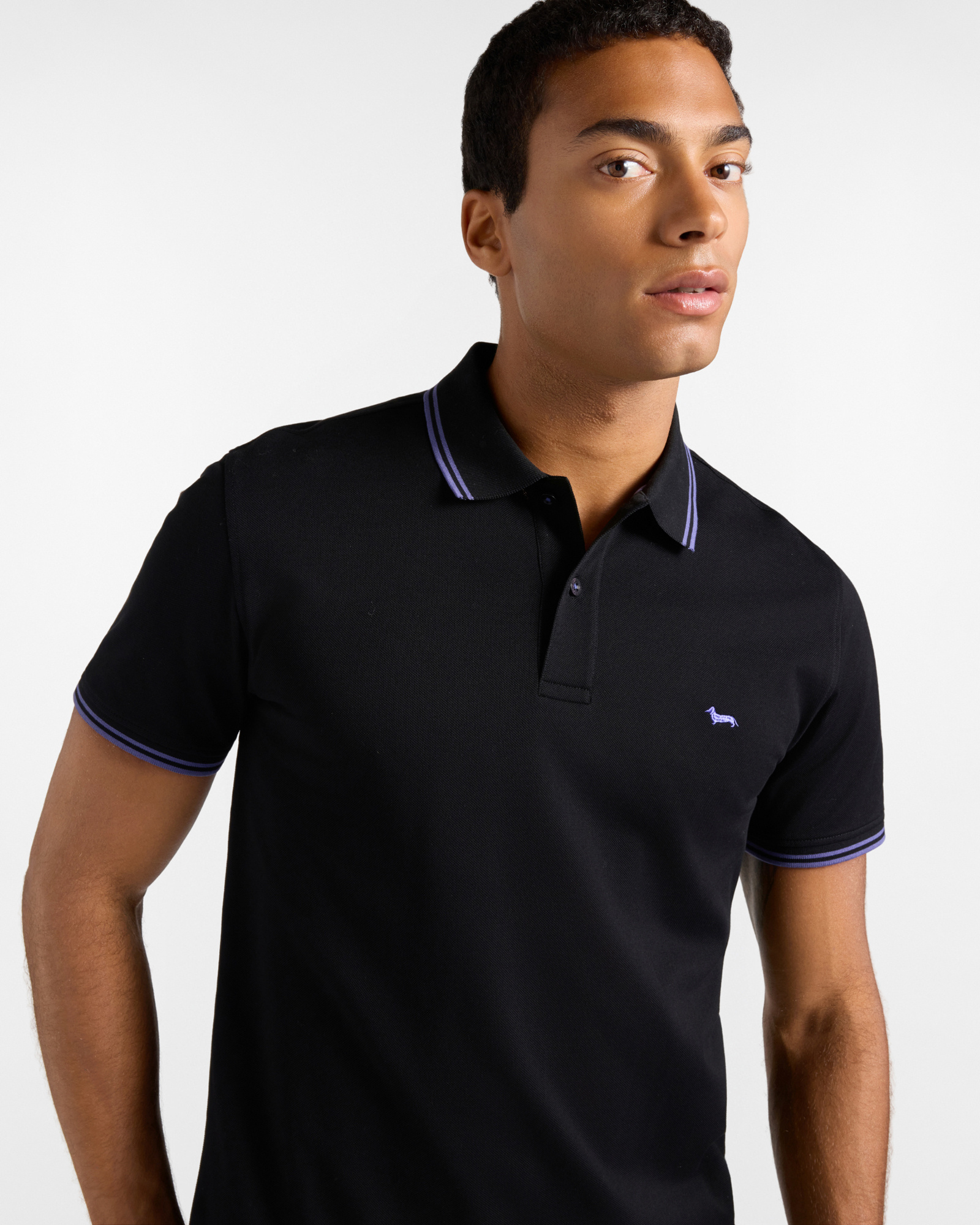 Men's short-sleeve 100% pure cotton piqu&eacute; polo shirt, BLACK, large