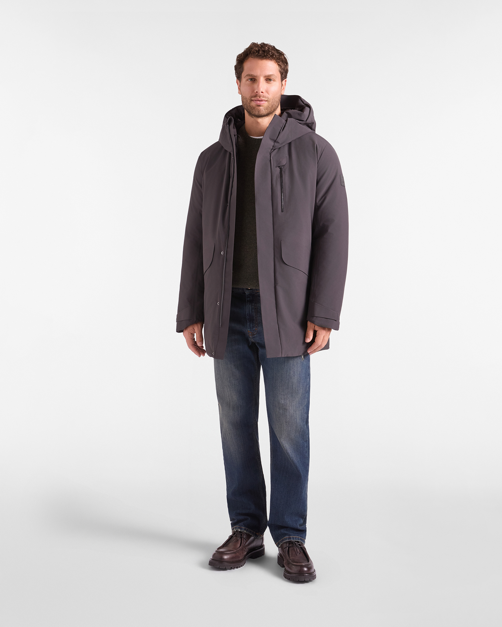 Chaqueta softshell para hombre de tejido t&eacute;cnico, MARR&Oacute;N OSCURO, large