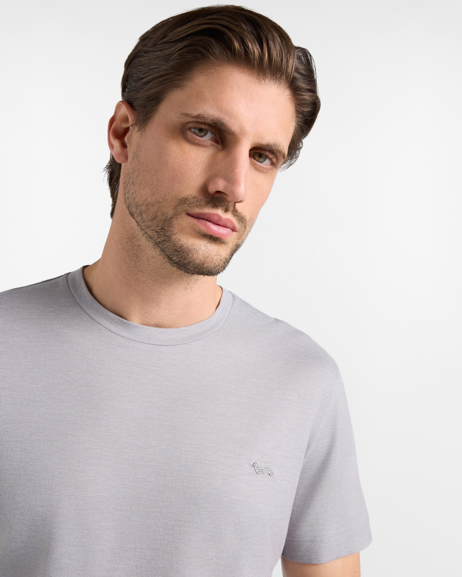 Men's regular-fit T-shirt in cotton and Lyocell&reg; blend, GRAY, large