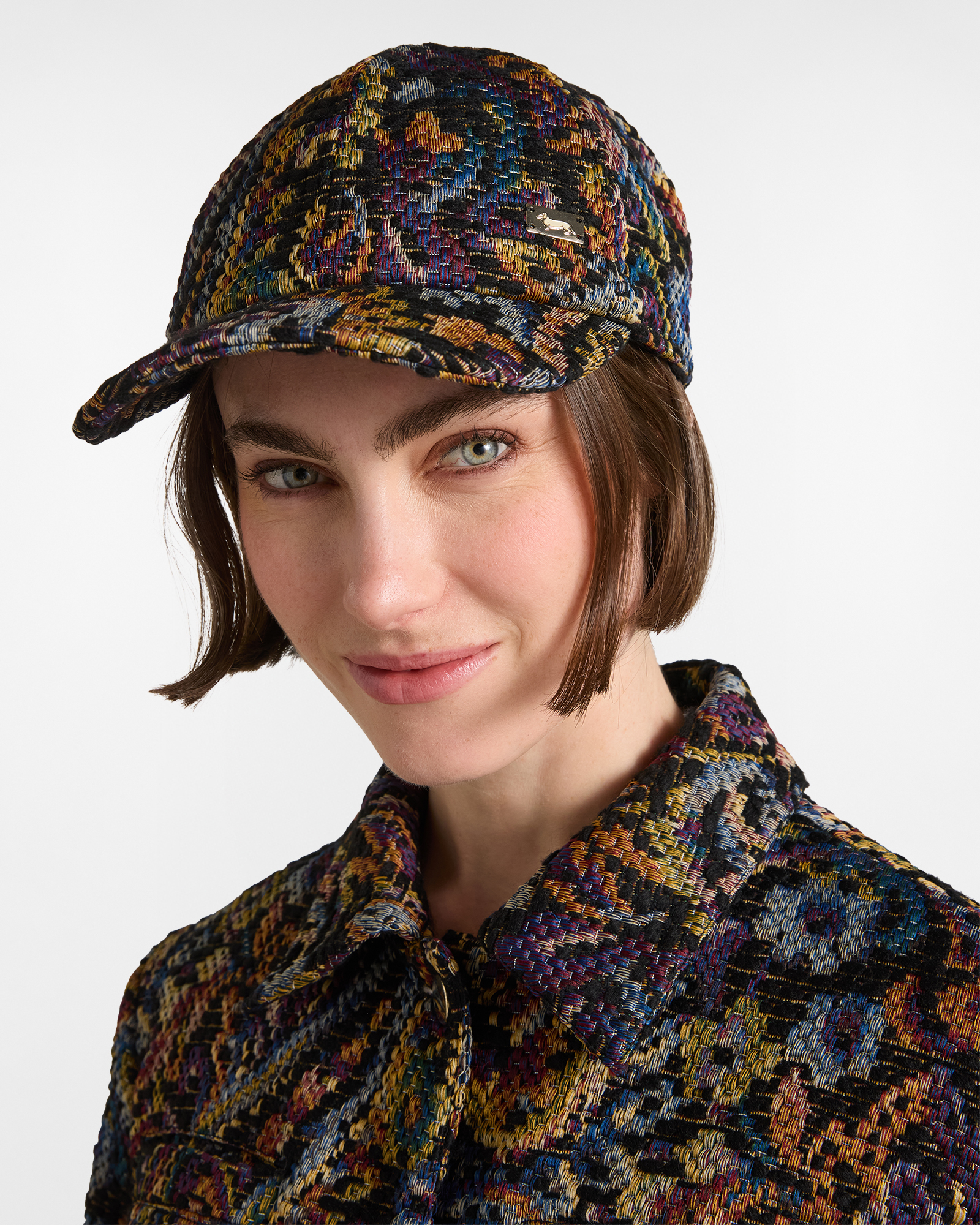 Baseball Cap Donna in tessuto paisley nero