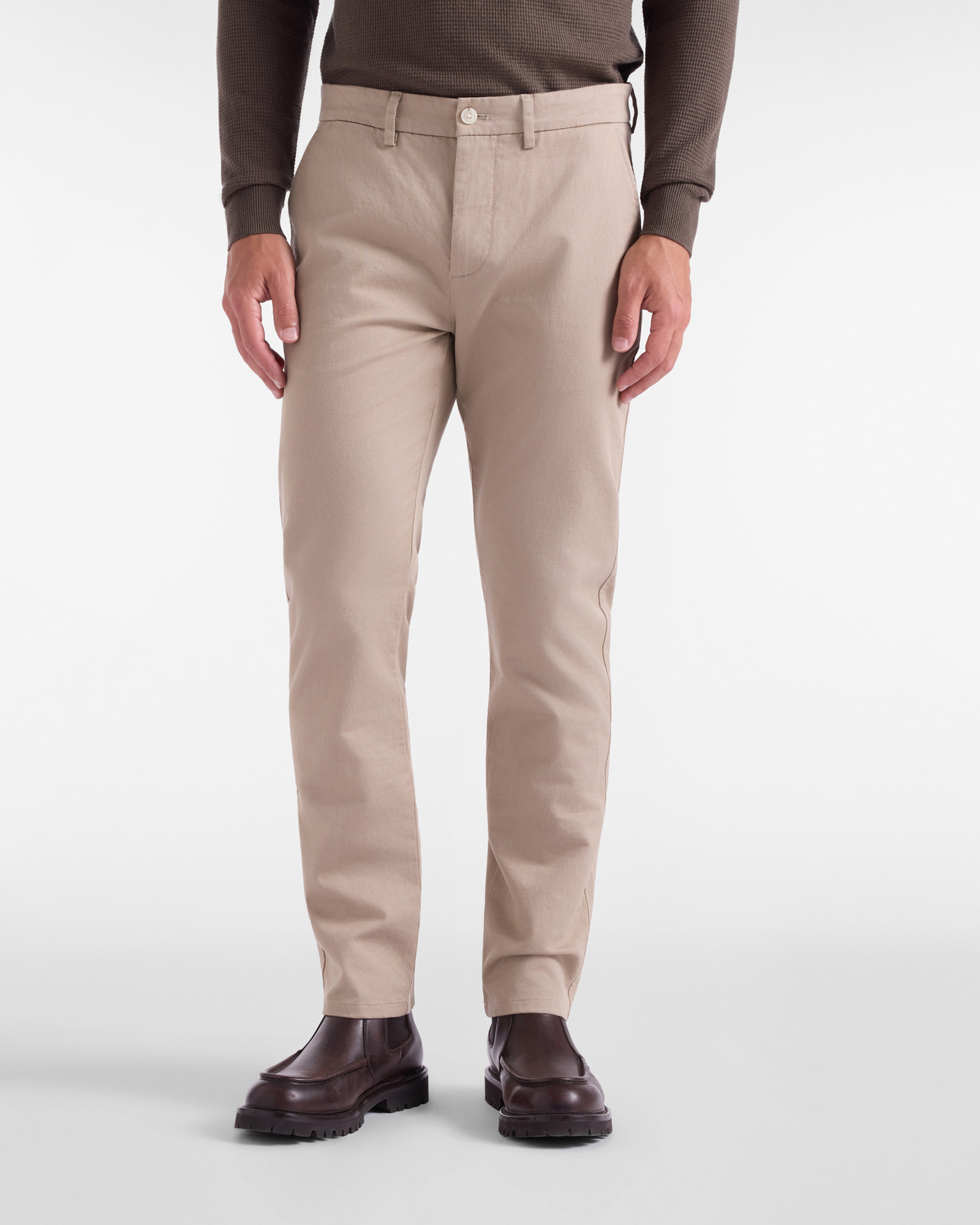 Herren-Chinohose aus Stretch-Baumwolle in Beige mit schmaler Passform
