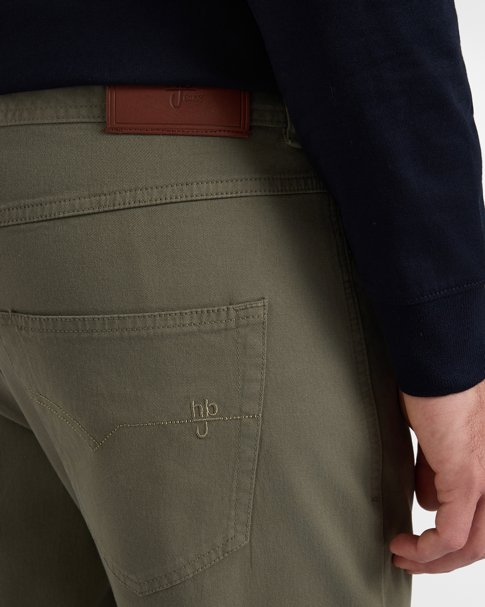 HBJ Men&rsquo;s 5-Pocket Narrow Fit Stretch Cotton Gabardine Pants, GREEN, large
